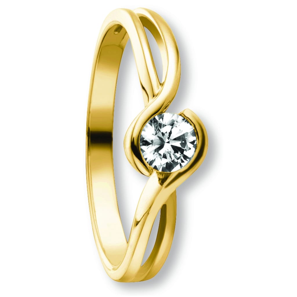 ONE ELEMENT Goldring »Zirkonia Ring aus 333 Gelbgold« Damen Gold Schmuck