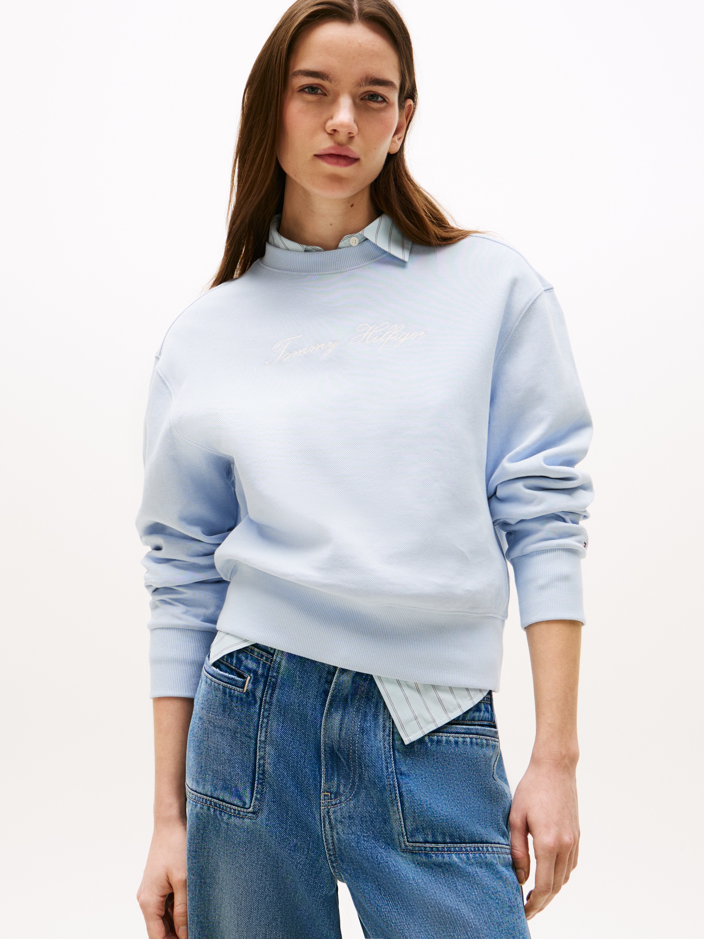 Tommy Hilfiger Sweatshirt "SCRIPT REG PIQUE SWTSHRT", mit Tommy Hilfiger Sc günstig online kaufen