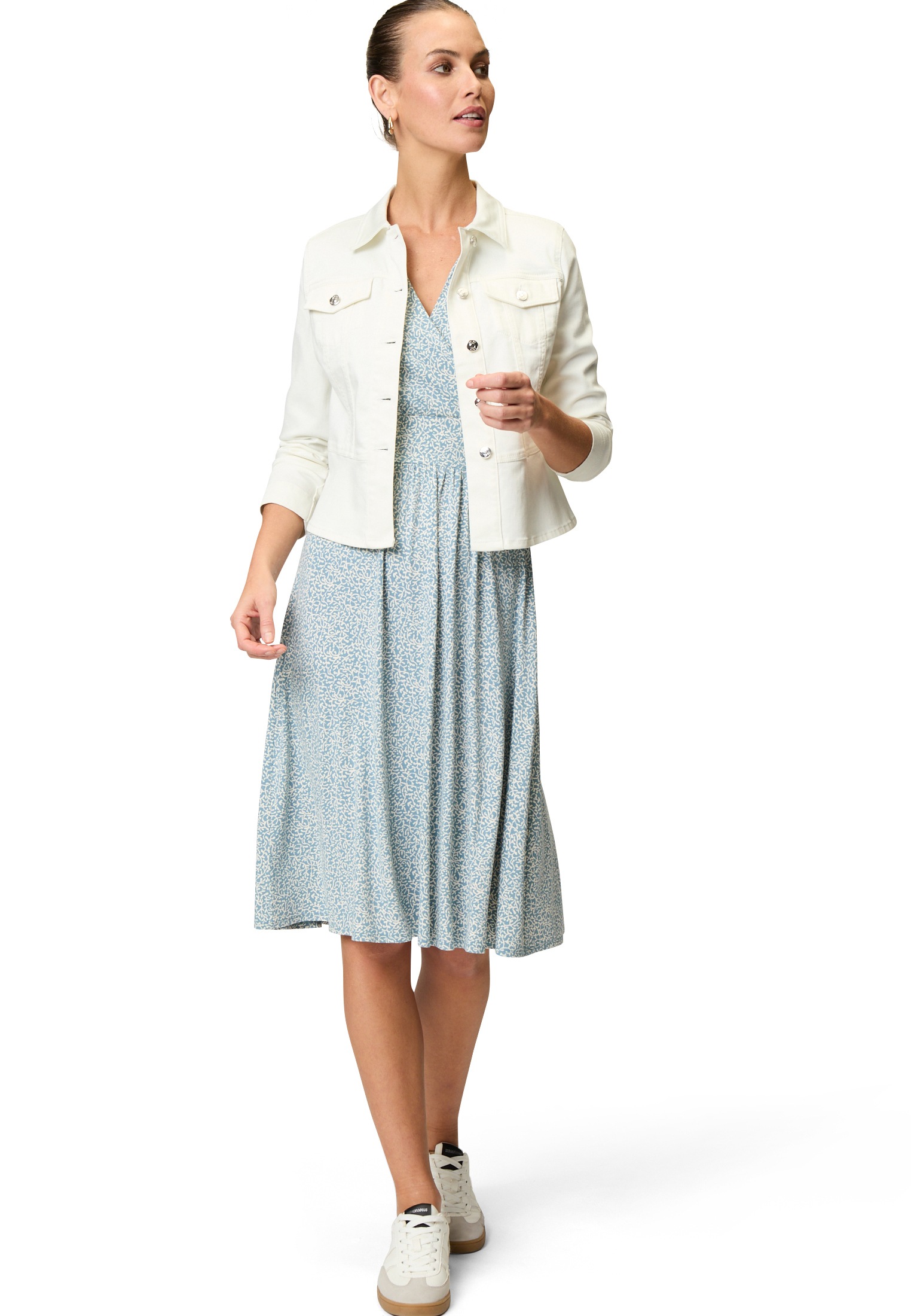 Zero Jackenblazer »zero Jeansjacke weiß mit Knopfleiste«, Knopfleiste