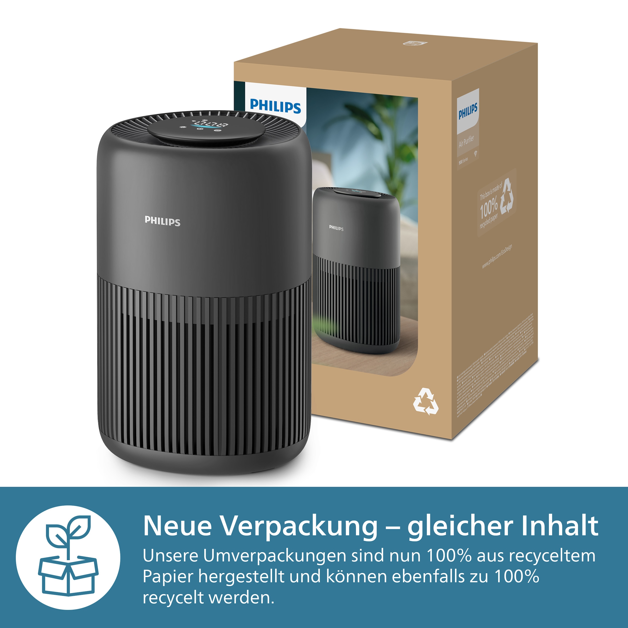 Philips Luftreiniger »AC0951/13 PureProtect Mini 900 Series, Luftreinigungsrate 250 m³/h«, für 65 m² Räume, 3-Schichten-HEPA-Filtersystem, leise