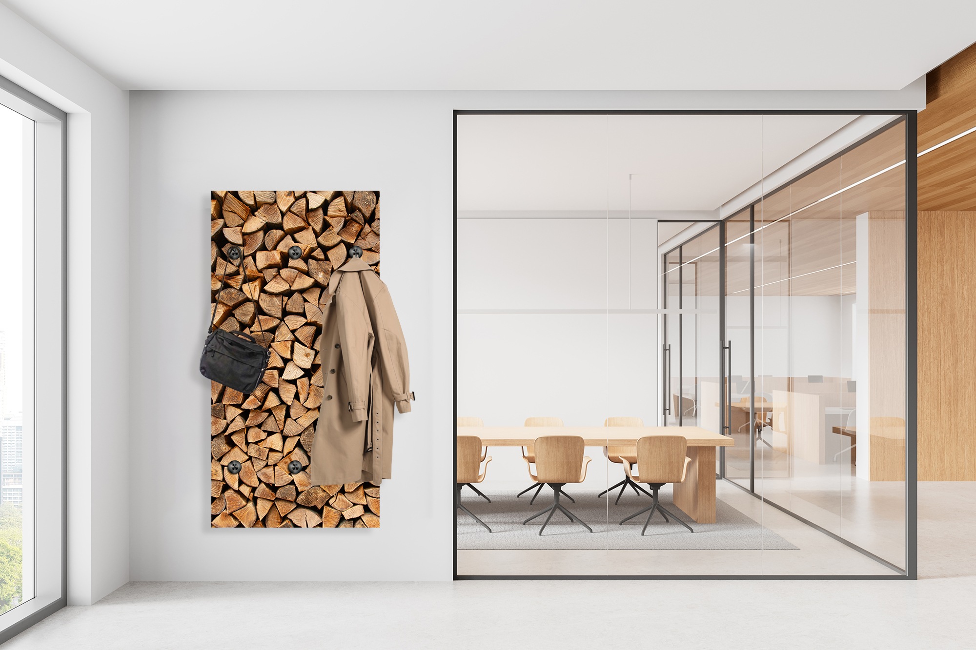 queence Wandgarderobe "Paneel Holzstapel Optik" 1 Stk. tlg. Wandpaneel aus günstig online kaufen