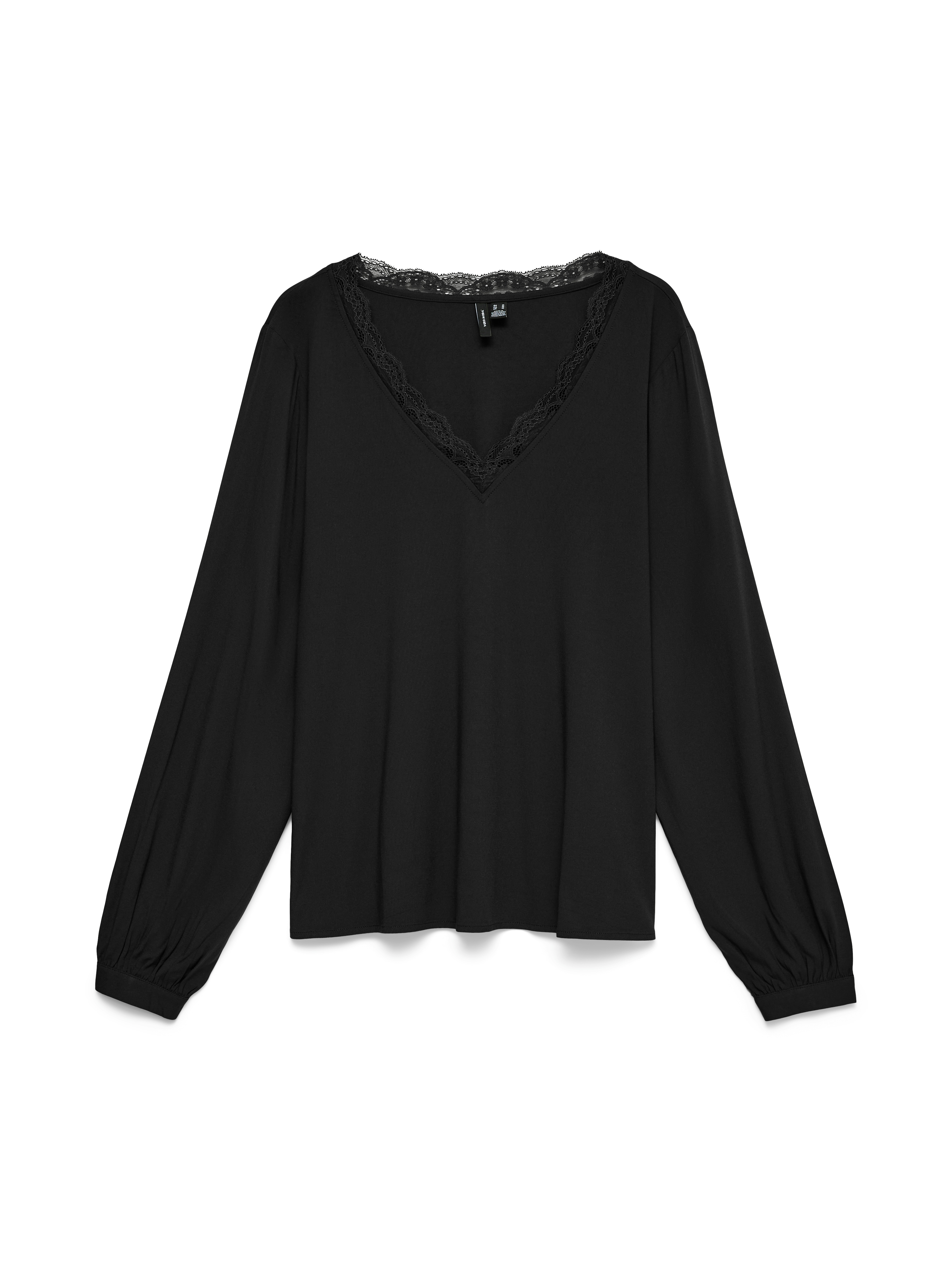 Vero Moda "VMCBELLA LS LACE TOP WVN NOOS CUR" Viskosemischung, mit Spitze