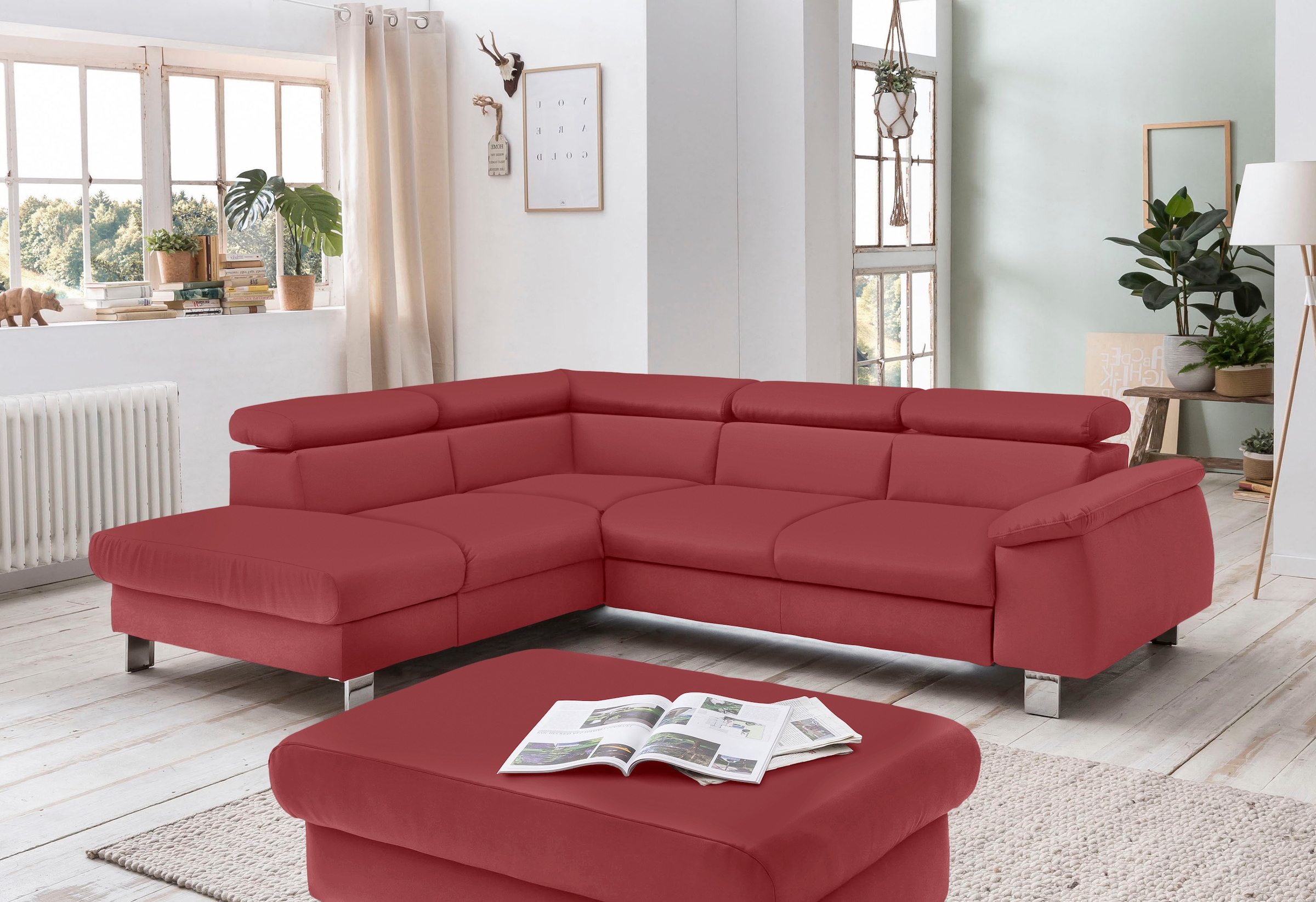 COTTA Ecksofa "Komaris L-Form, B: 249 cm" mit Kopfteilverstellung, optional günstig online kaufen