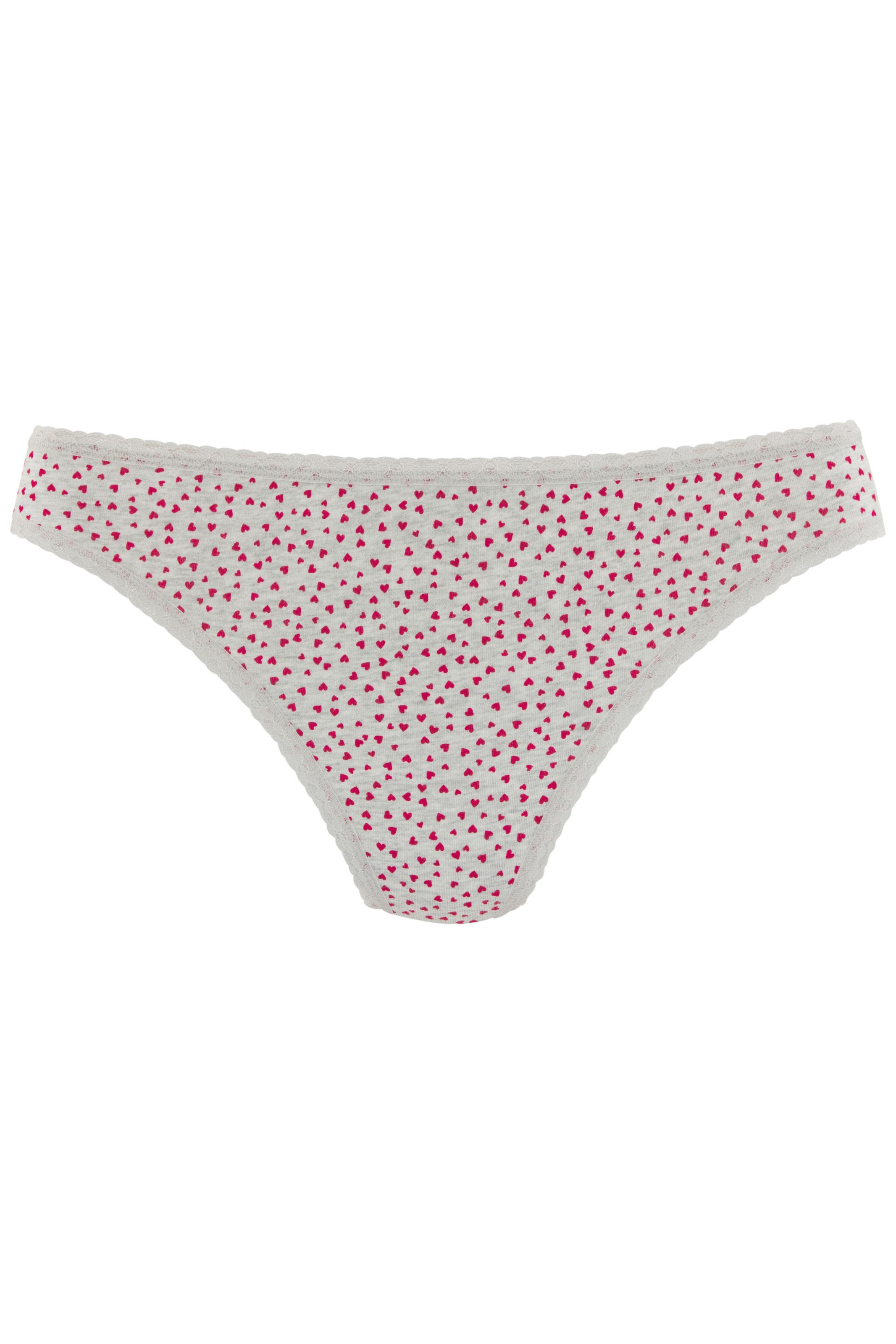 LASCANA String, (5er-Pack), mit süßen Herzchen-Prints und aus elastischer Baumwoll-Qualität