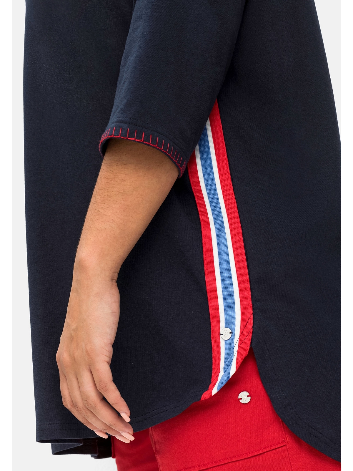 Sheego Longshirt »Große Größen«, mit Galonstreifen seitlich für bestellen |  BAUR