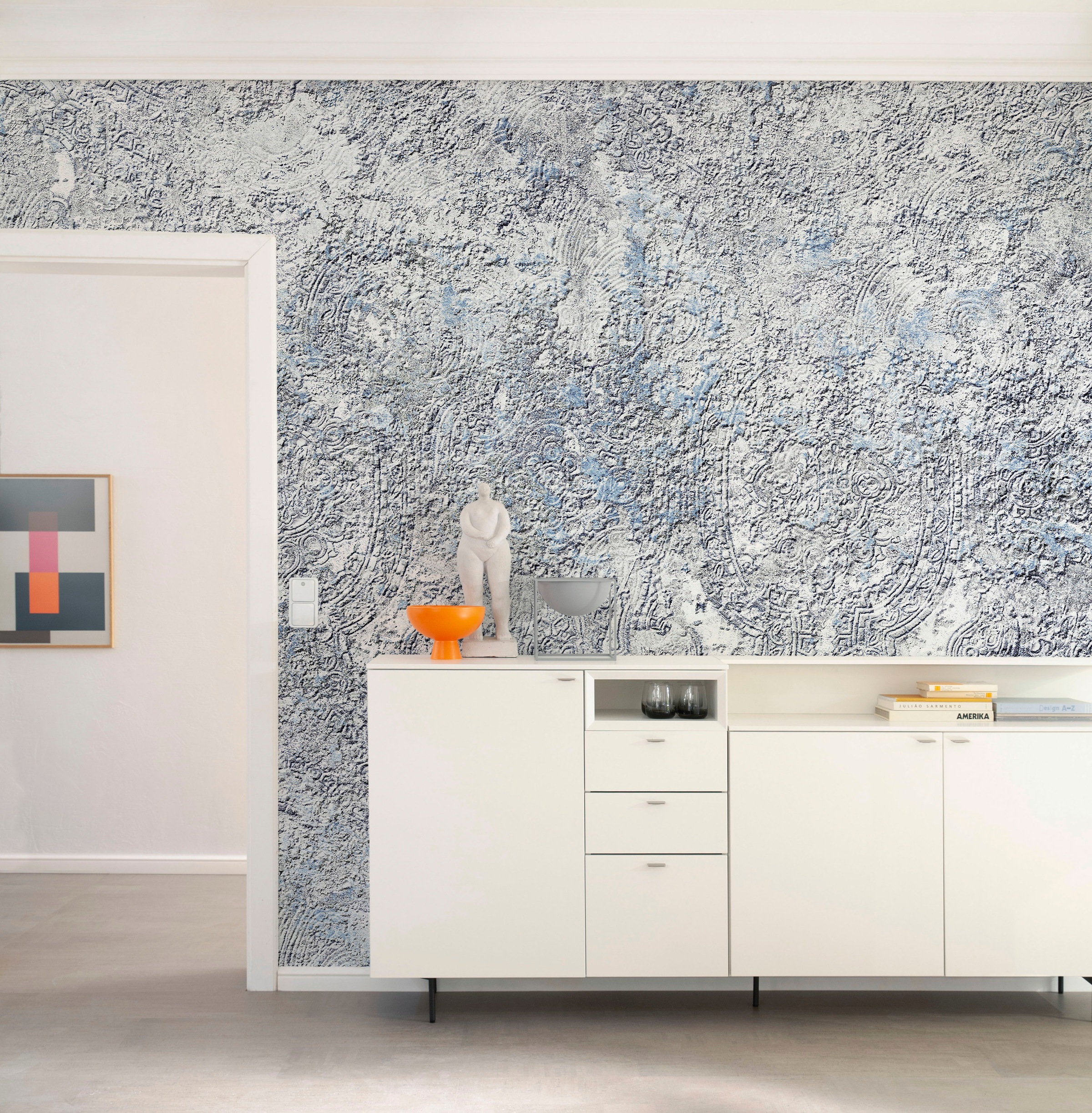 Marburg Fototapete "Ornament" matt glatt Beton moderne Tapete für Wohnzimmer Schlafzimmer Küche