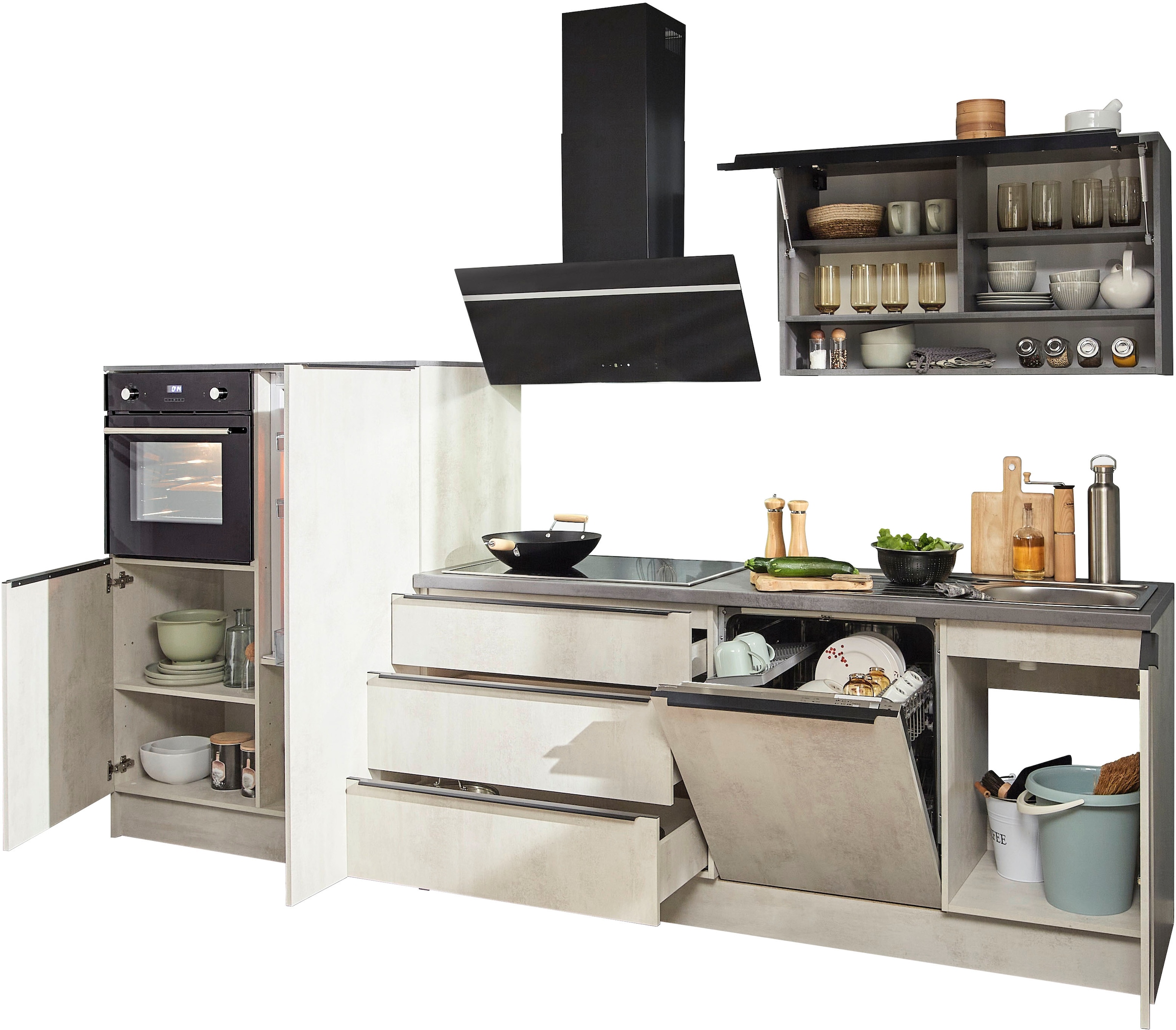 BASIC by Balculina Küchenzeile »Boston«, Breite 200 + 123 cm, wahlweise mit E-Geräten