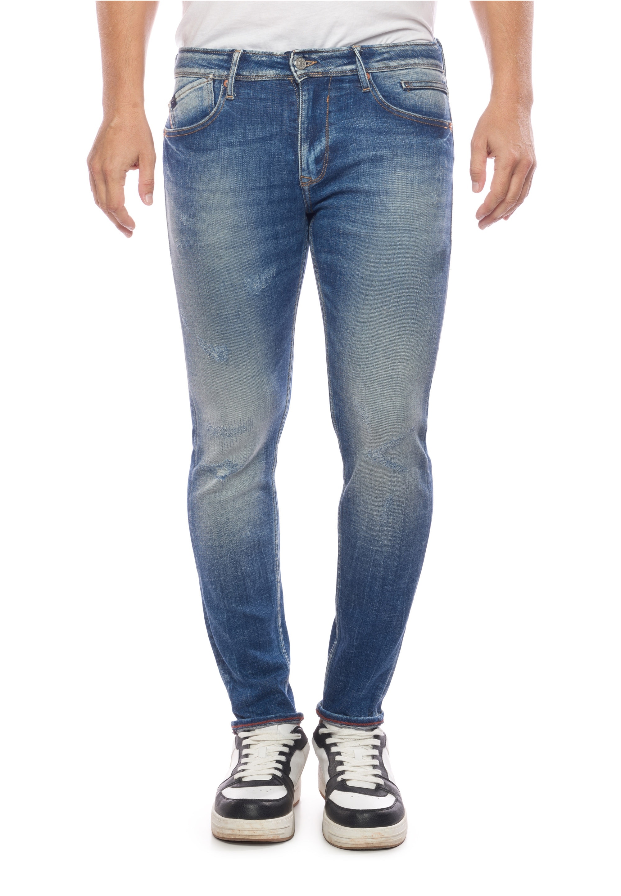 Slim-fit-Jeans, im lässigen Used-Look