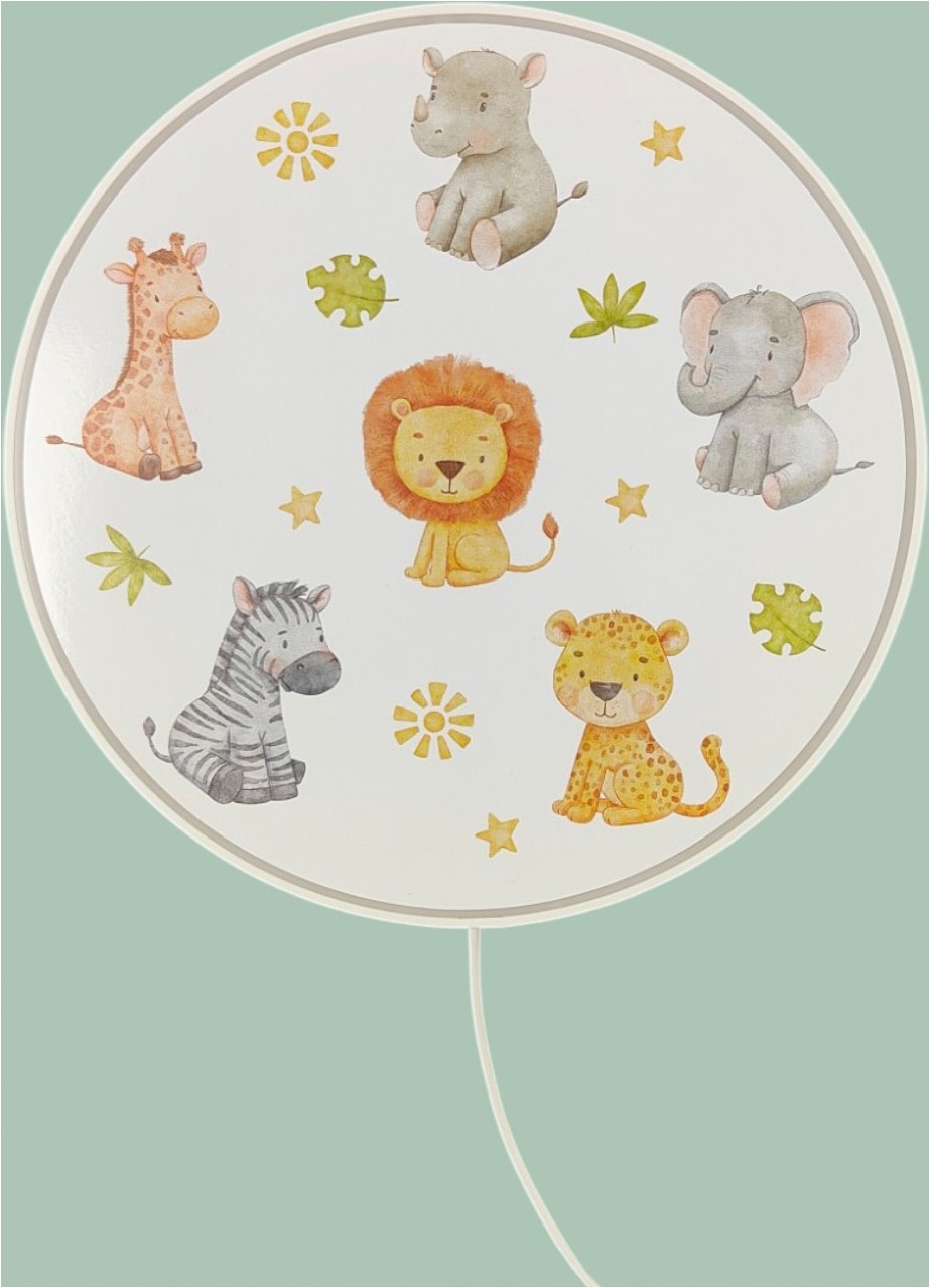 niermann Wandleuchte »Kinderlampe mit Motiv "Little Safari", Kinderzimmer« E14 1 Stk. bruchsicheres Gehäuse, Schalter im Anschlusskabel, Made in Germany