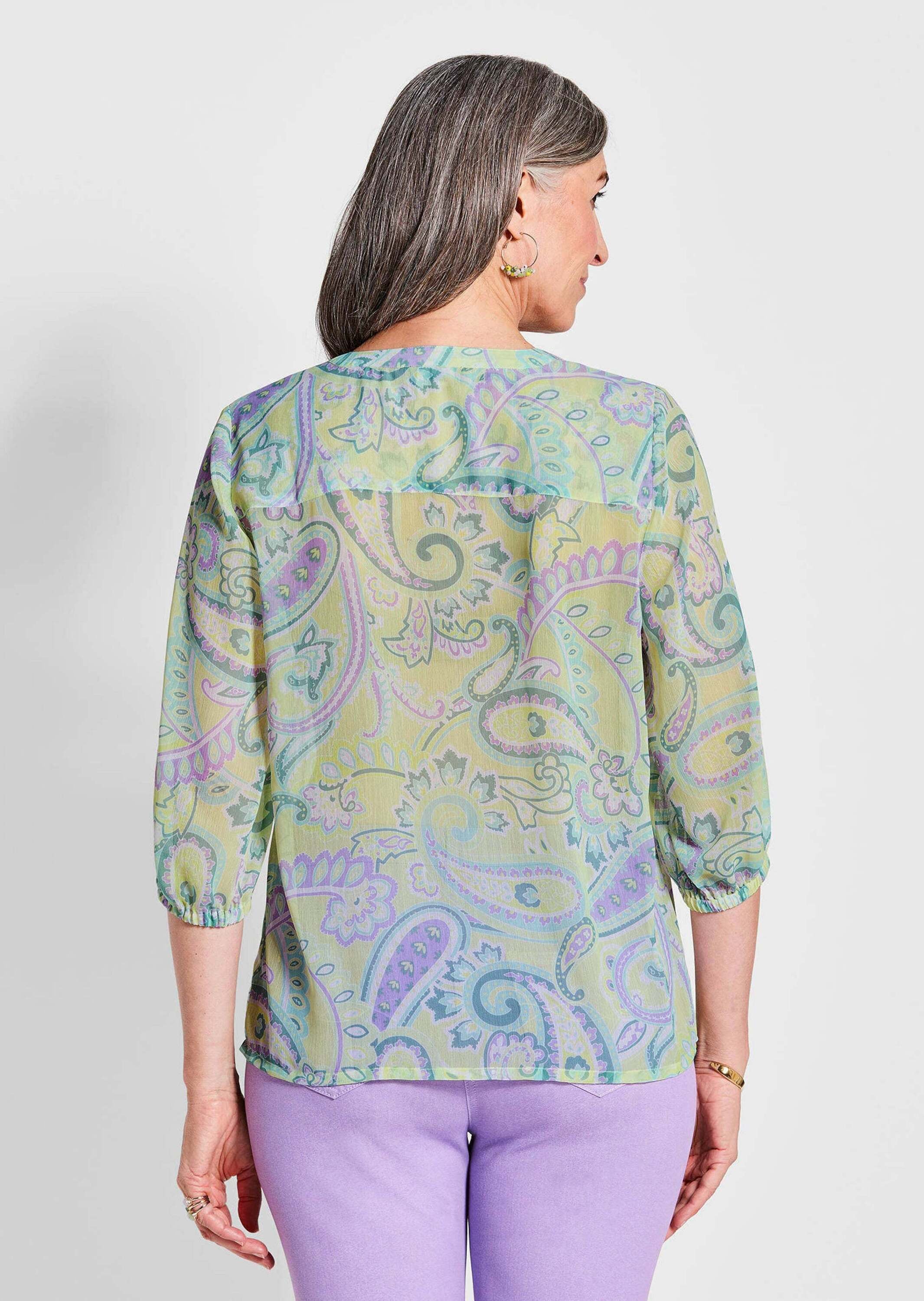 GOLDNER Chiffonbluse »Kurzgröße Druckbluse mit Paisley-Muster«