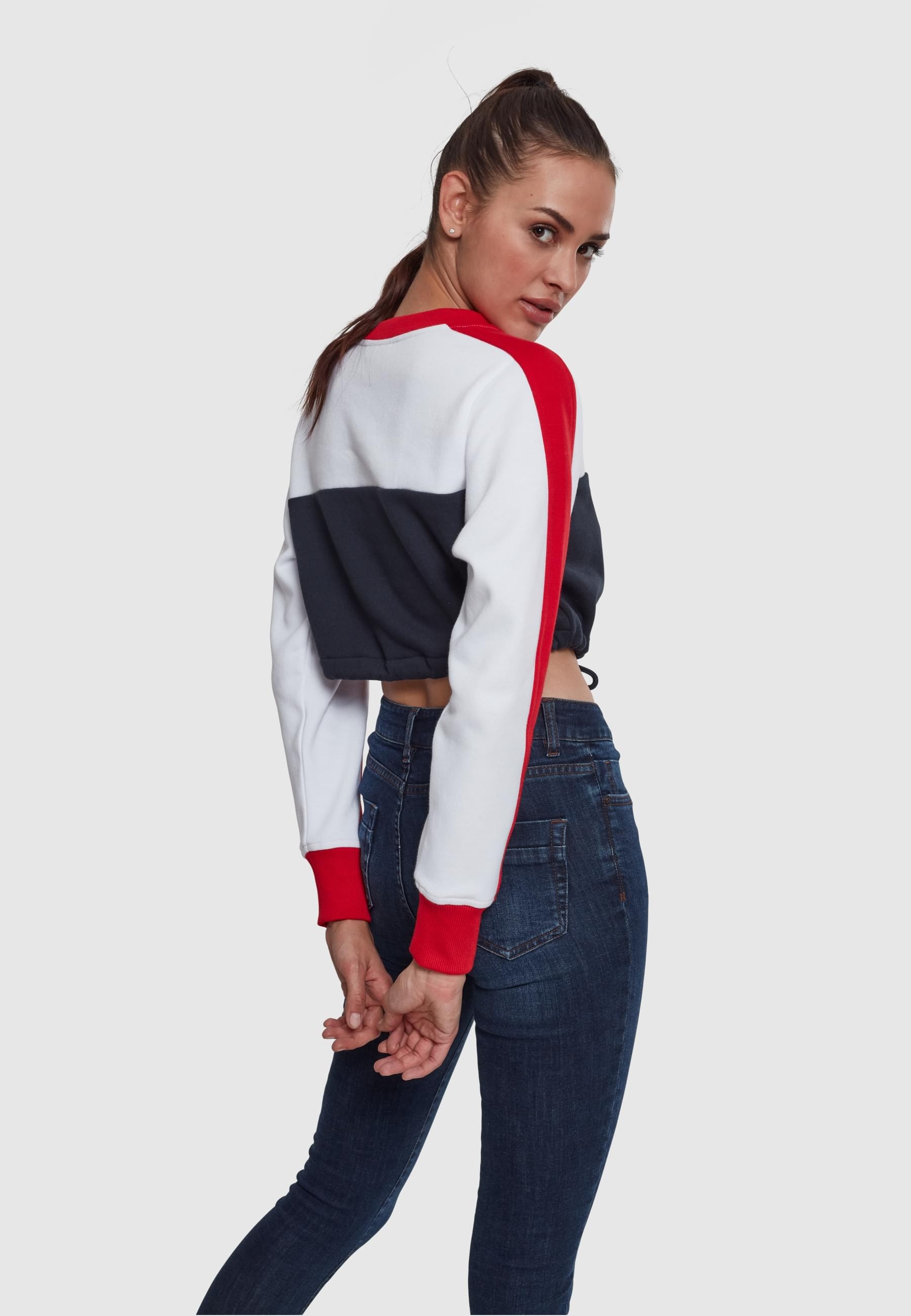 URBAN CLASSICS Sweatshirt »Urban Classics Damen Ladies Cropped 3-Tone Stripe Crew«, (1 tlg.)