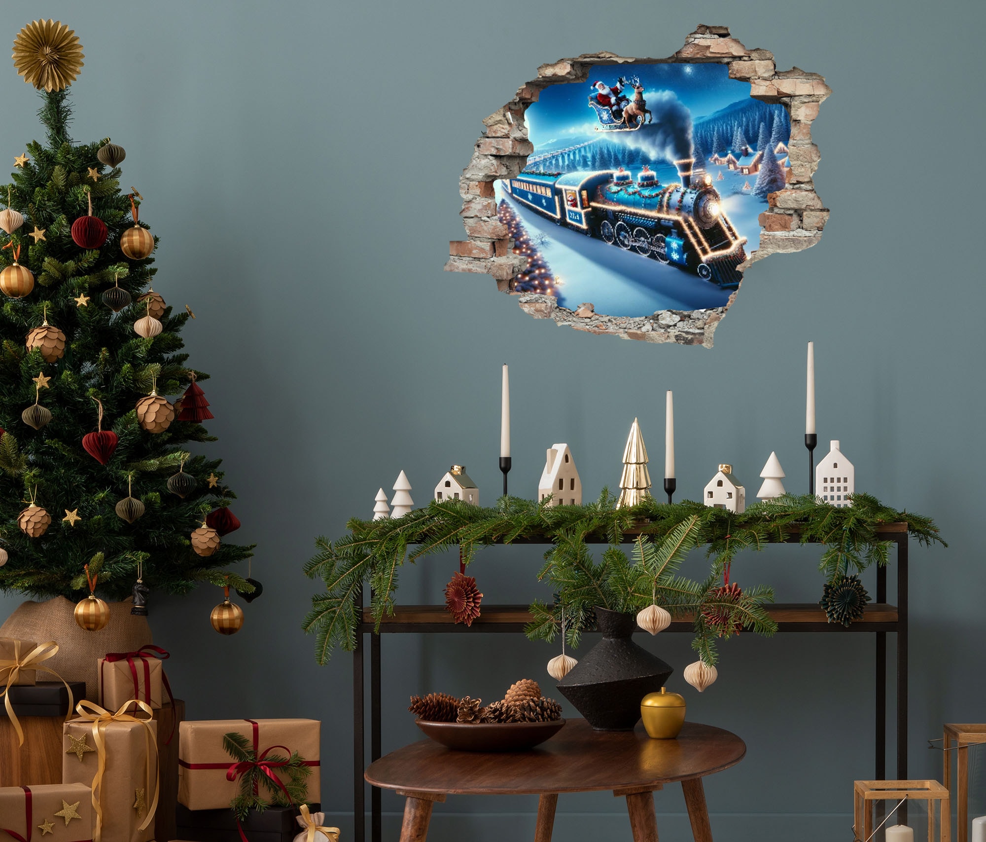 queence 3D-Wandtattoo "Lokomotive im Schnee" selbstklebender Wandsticker We günstig online kaufen