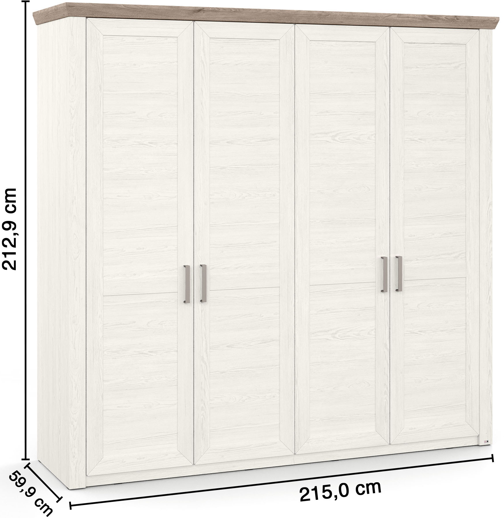 set one by Musterring Kleiderschrank »York Schlafen«, (1 St.), mit Holztüren und Kranz in Eiche, versch. Breiten, Höhe 207 x T60cm
