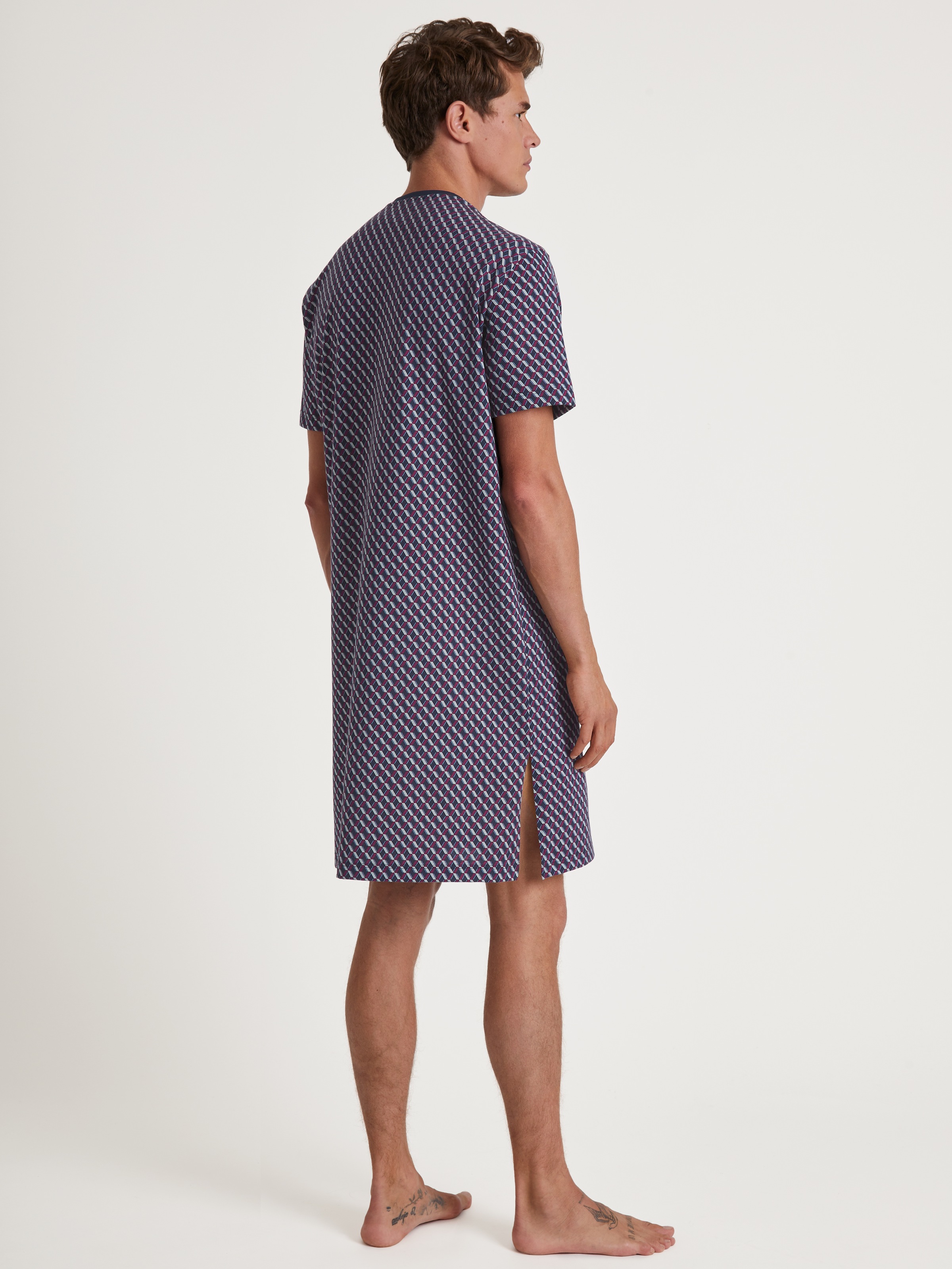 Thumbnail - CALIDA Nachthemd "Relax Imprint" Brusttasche Brusttasche, Pure Cotton, Rundhals, Kurzarm, Knopfleiste