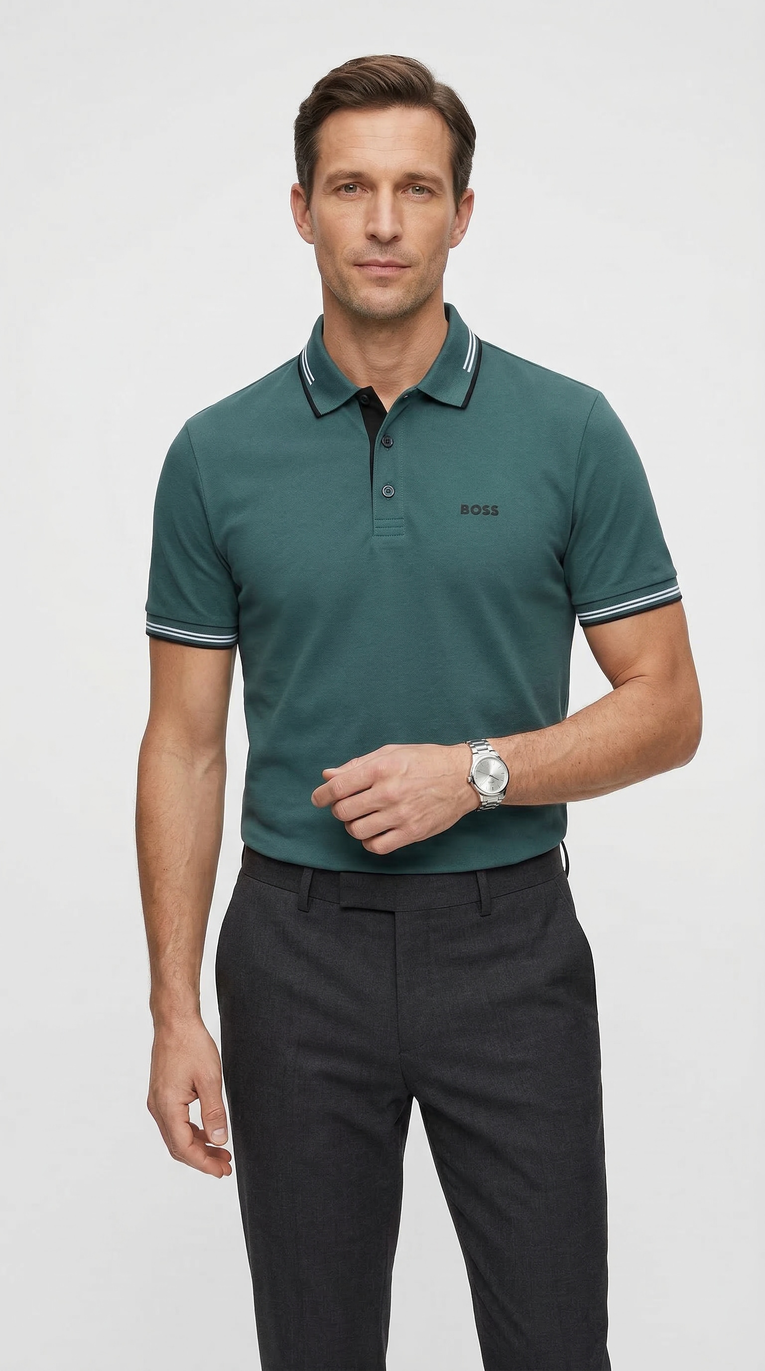 BOSS GREEN "Paul Slim Fit Stretch-Baumwoll-Pique" mit Polokragen