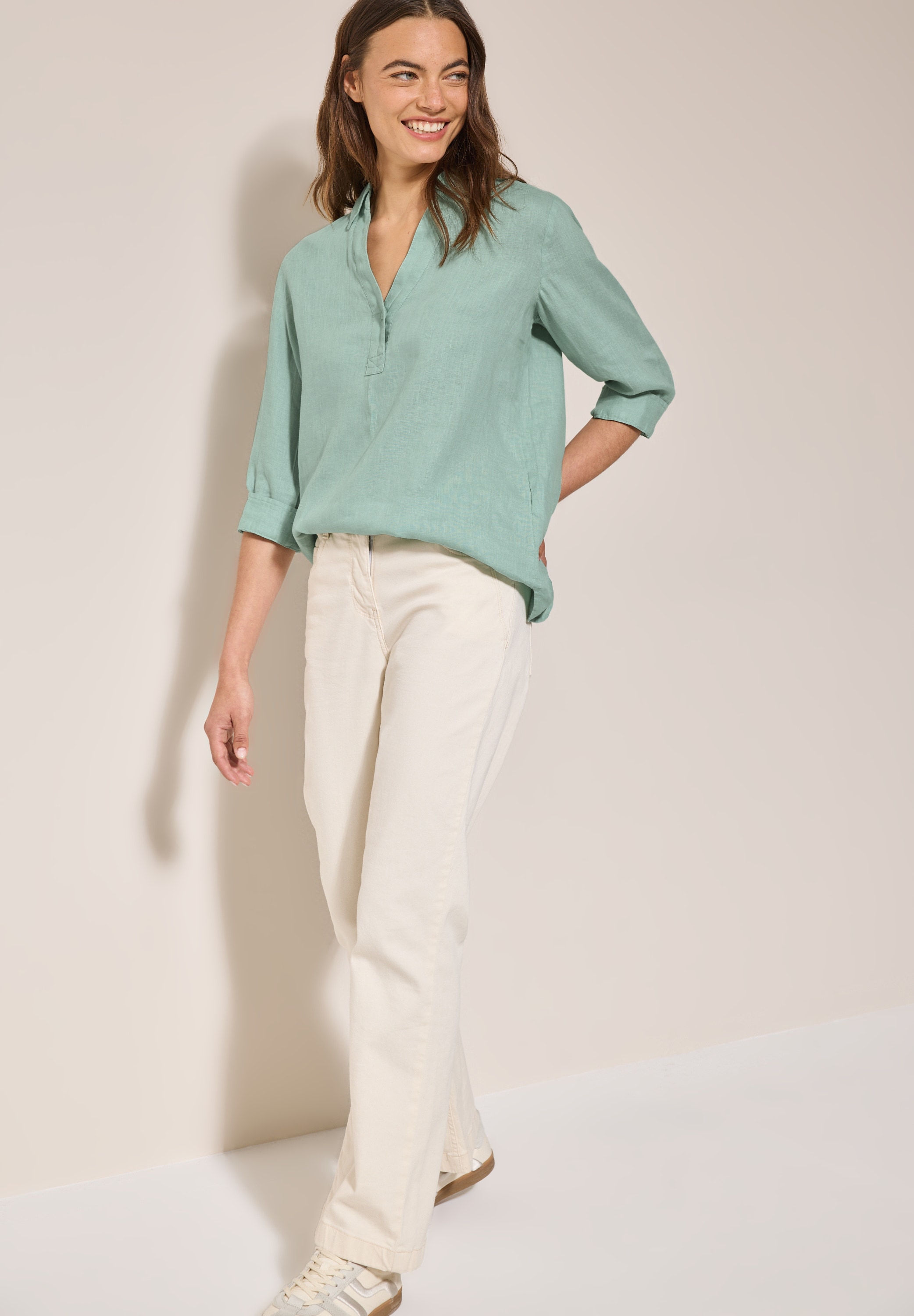 Cecil Hemdbluse, lang, mit 3/4-Arm und aus Leinen