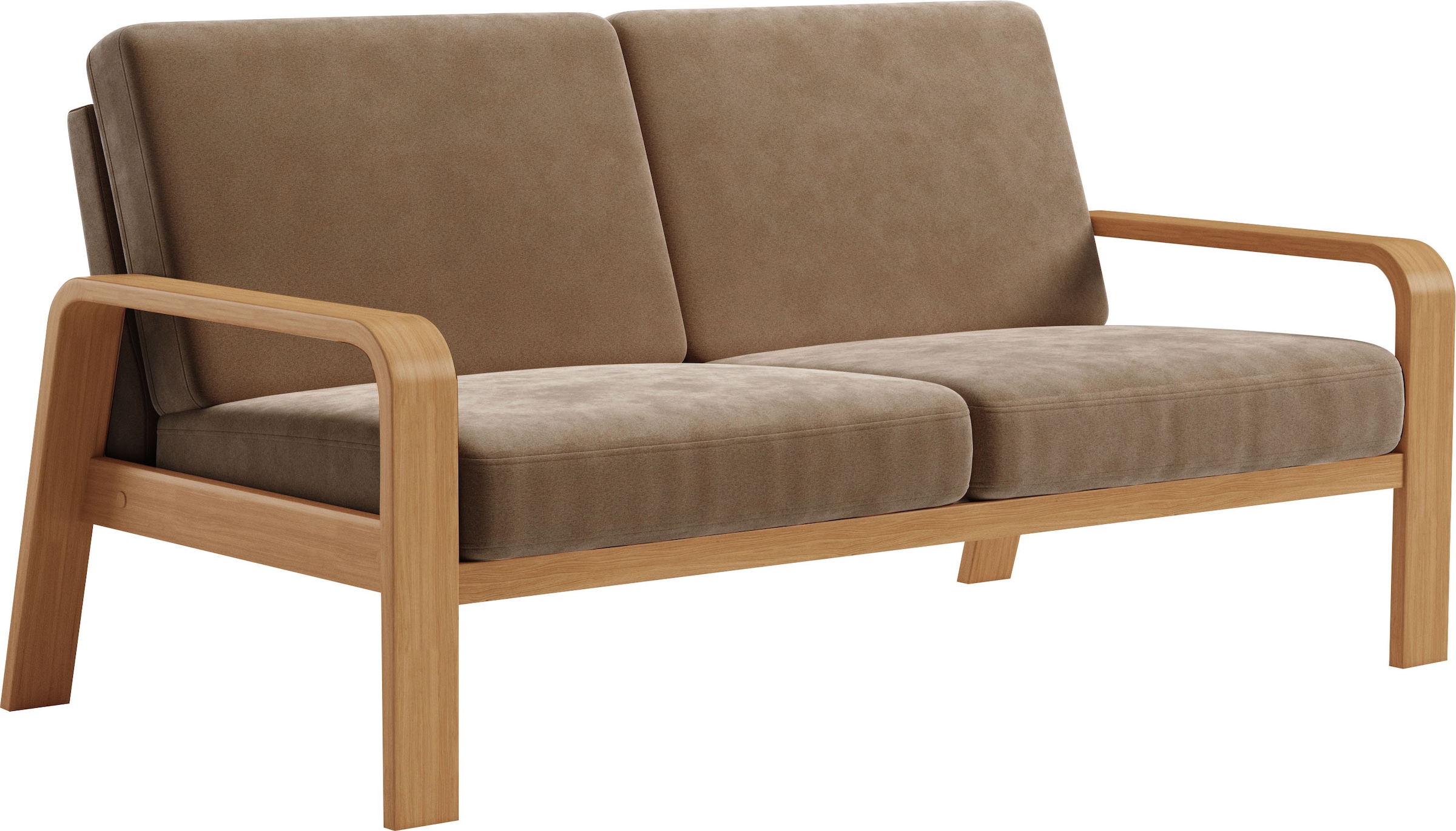 sit&more 2,5-Sitzer »Kolding«, Armlehnen aus eichefarbigem Buchenholz, verschiedene Bezüge und Farben