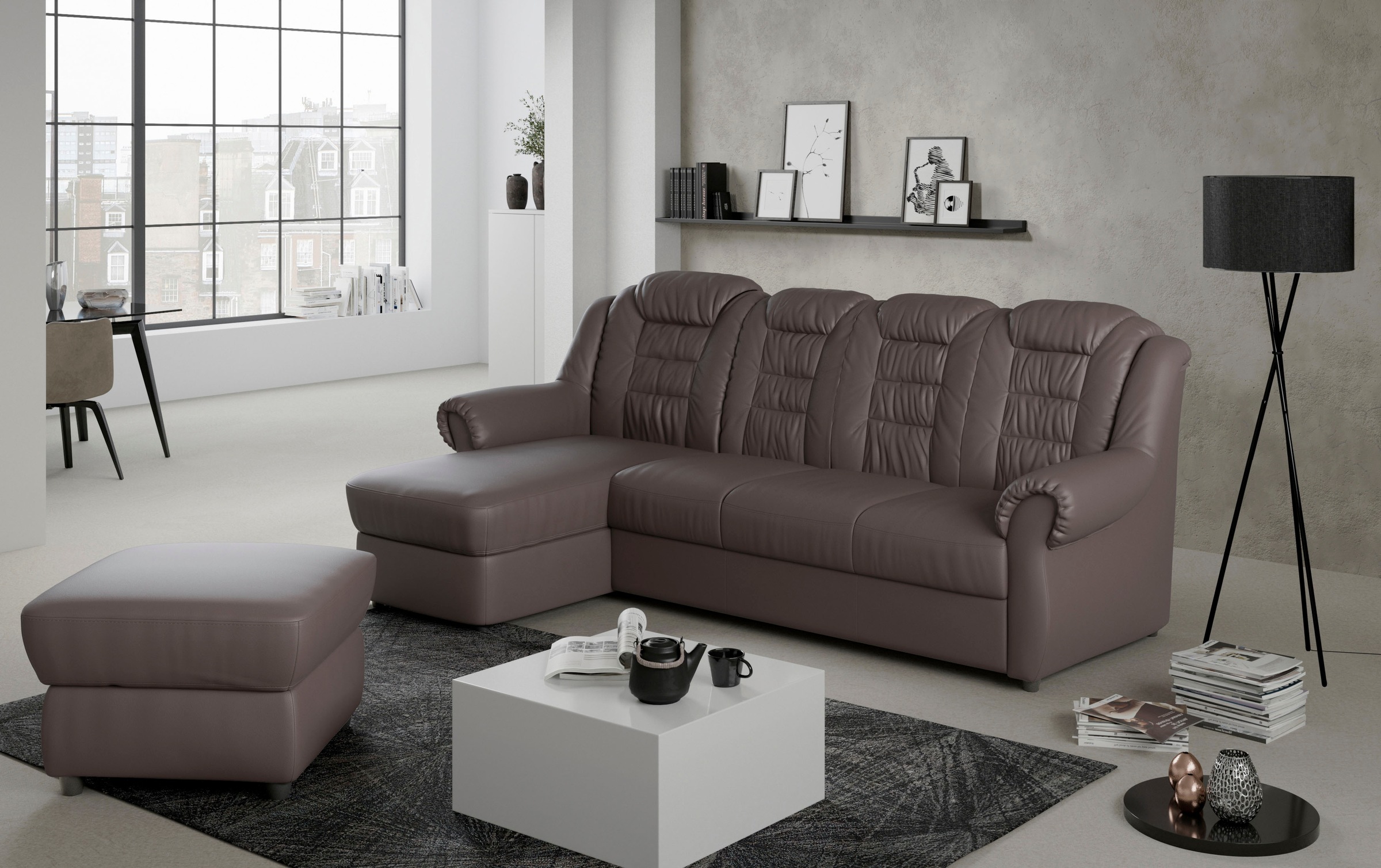 Home affaire Ecksofa "Boston L-Form", mit hoher Rückenlehne, wahlweise mit günstig online kaufen