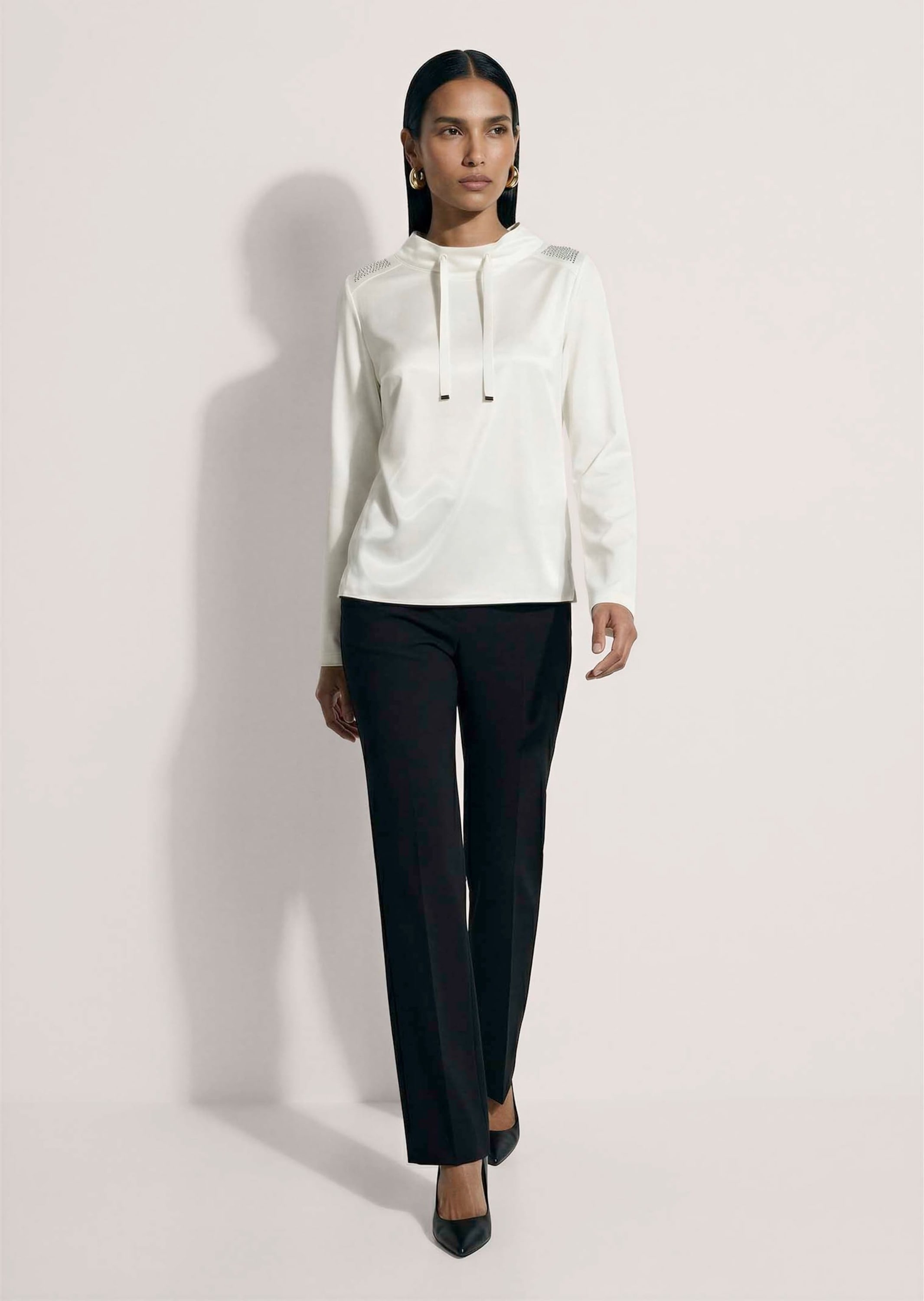 MADELEINE Langarmshirt »Shirt Satin-Shirt mit Stehkragen«