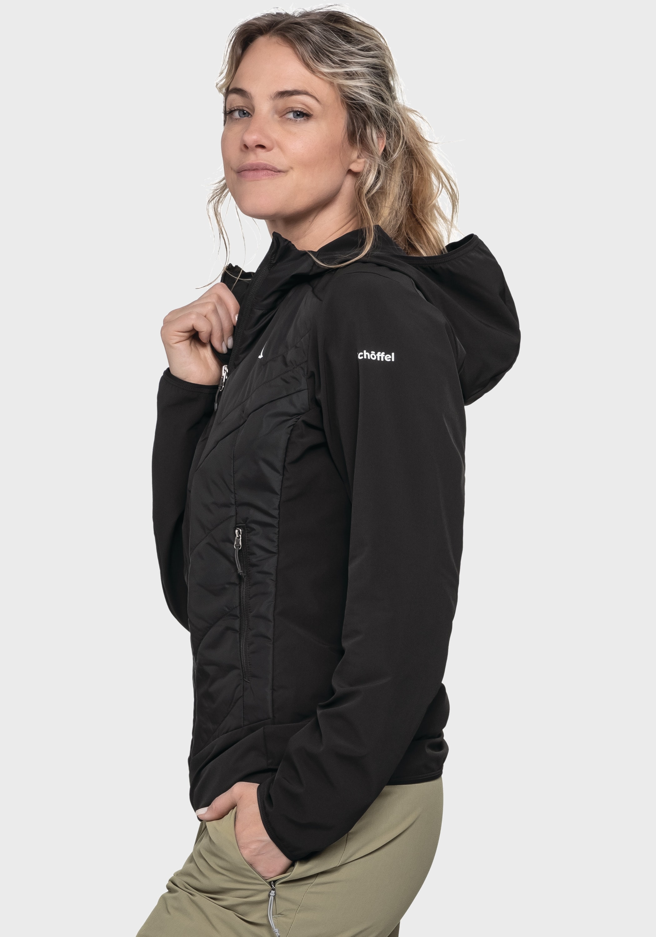 Schöffel Funktionsjacke »Hiking Hybrid Jk Style Blaueis WMS«, mit Kapuze