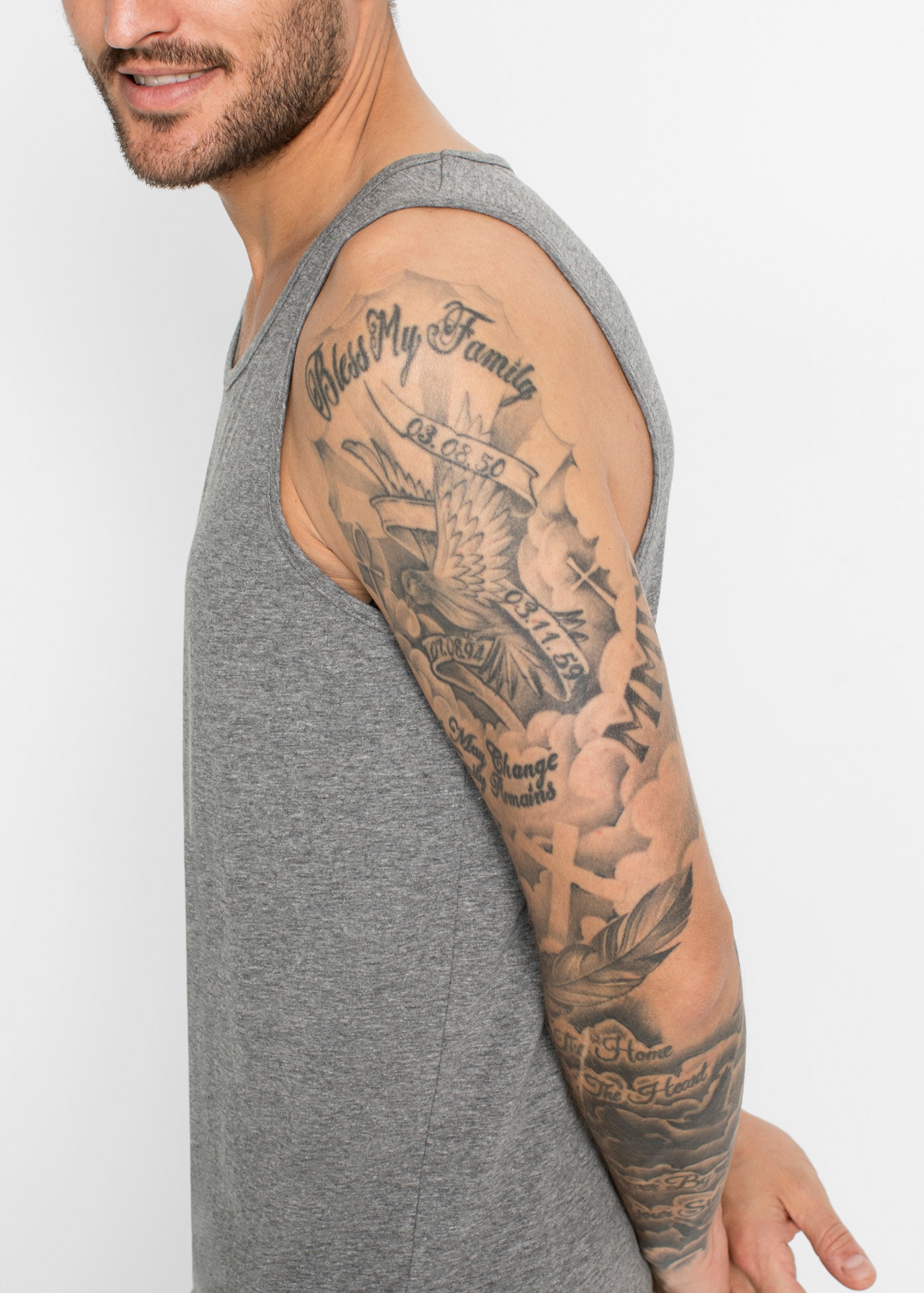 bonprix Tanktop Packung, 3, 3 Stk. Regular Fit, lässiges ärmelloses Design, Rundhalsausschnitt