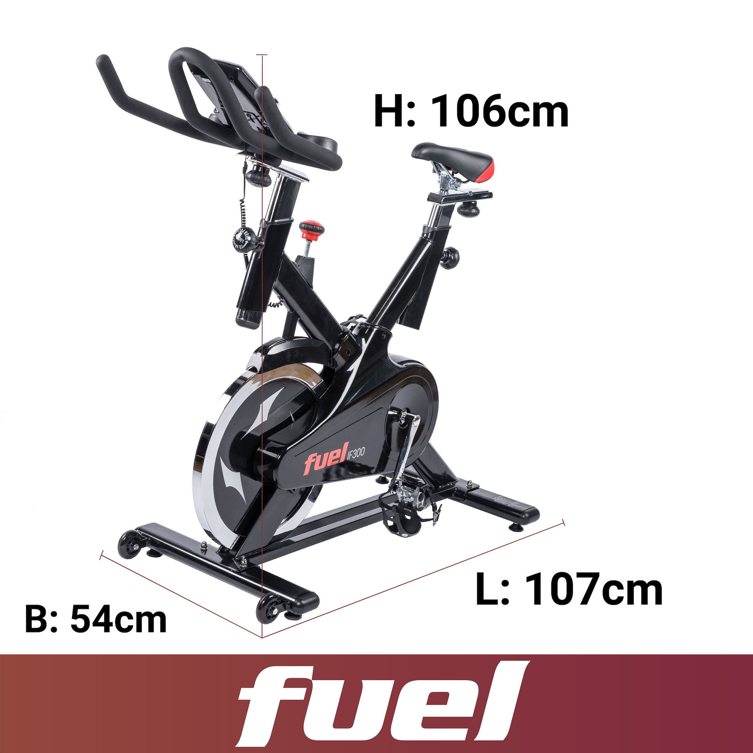 Fuel Fitness Heimtrainer »Indoor Cycle IF300«, Bluetooth, App-Anbindung (Spirit App), höhenverstellbar