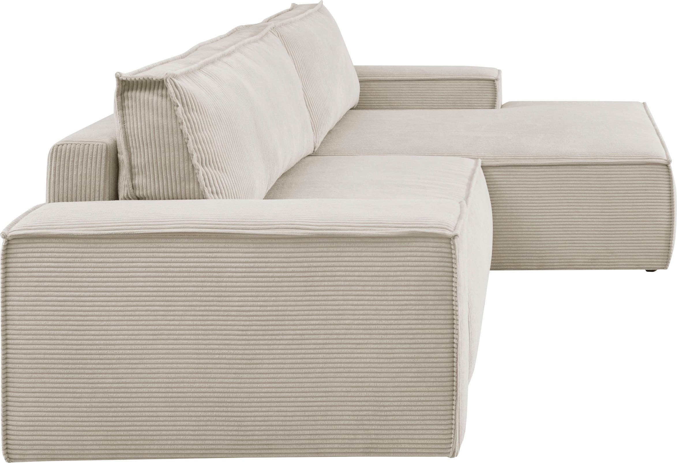 Home affaire Ecksofa SHERWOOD Schlafsofa 267 cm, L-Form, Schlaffunktion mit Bettkasten (210x136 cm), Cord, Vintage, Samtvelours