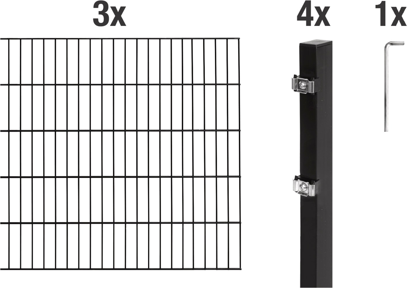Alberts Doppelstabmattenzaun "Grundset" Höhe: 80-200 cm, Gesamtlänge: 4-30 m, zum Einbetonieren