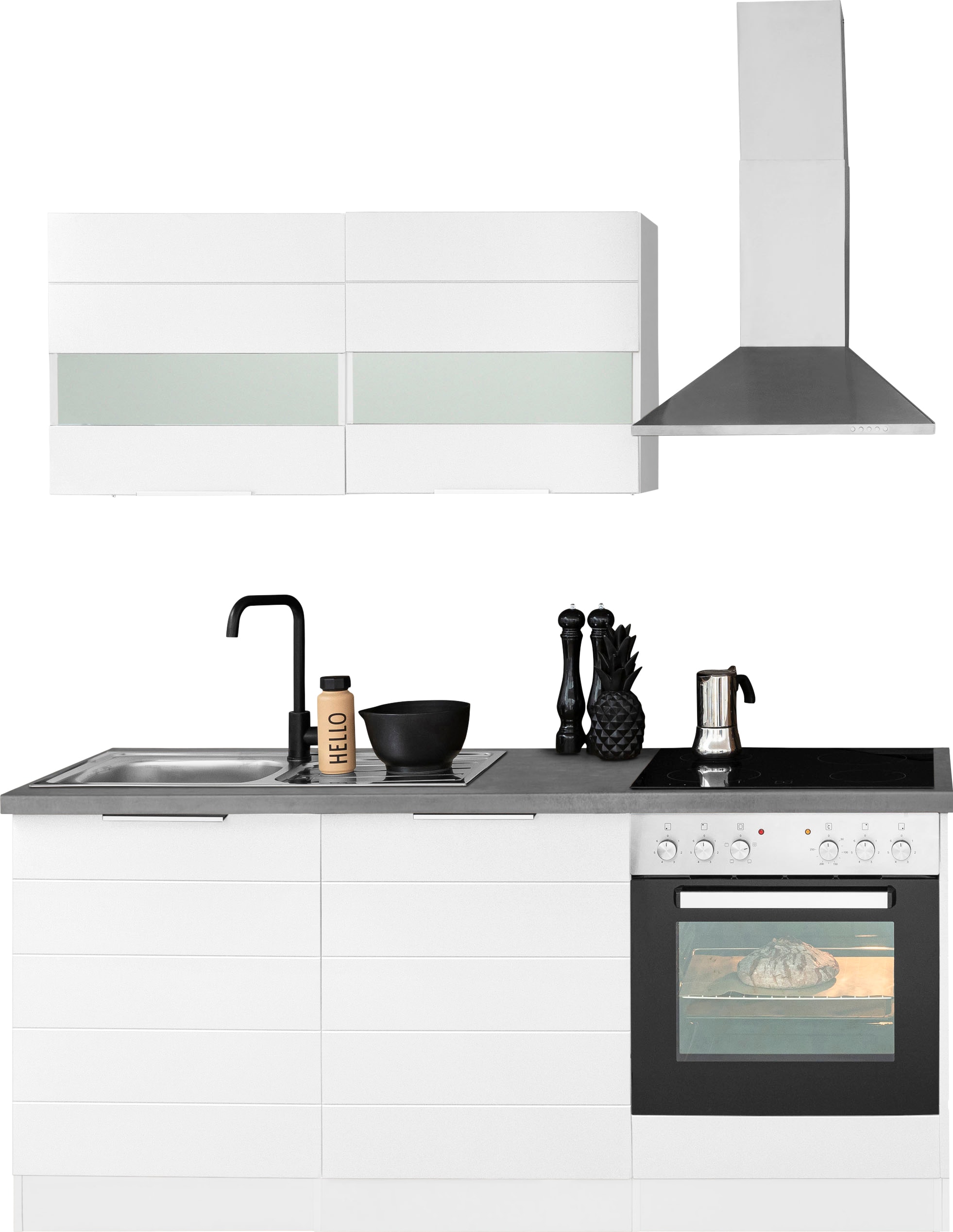 KOCHSTATION 1100000002199 "KS-Luhe" 180 cm breit, wahlweise mit oder ohne E-Geräten, gefräste MDF-Fronten