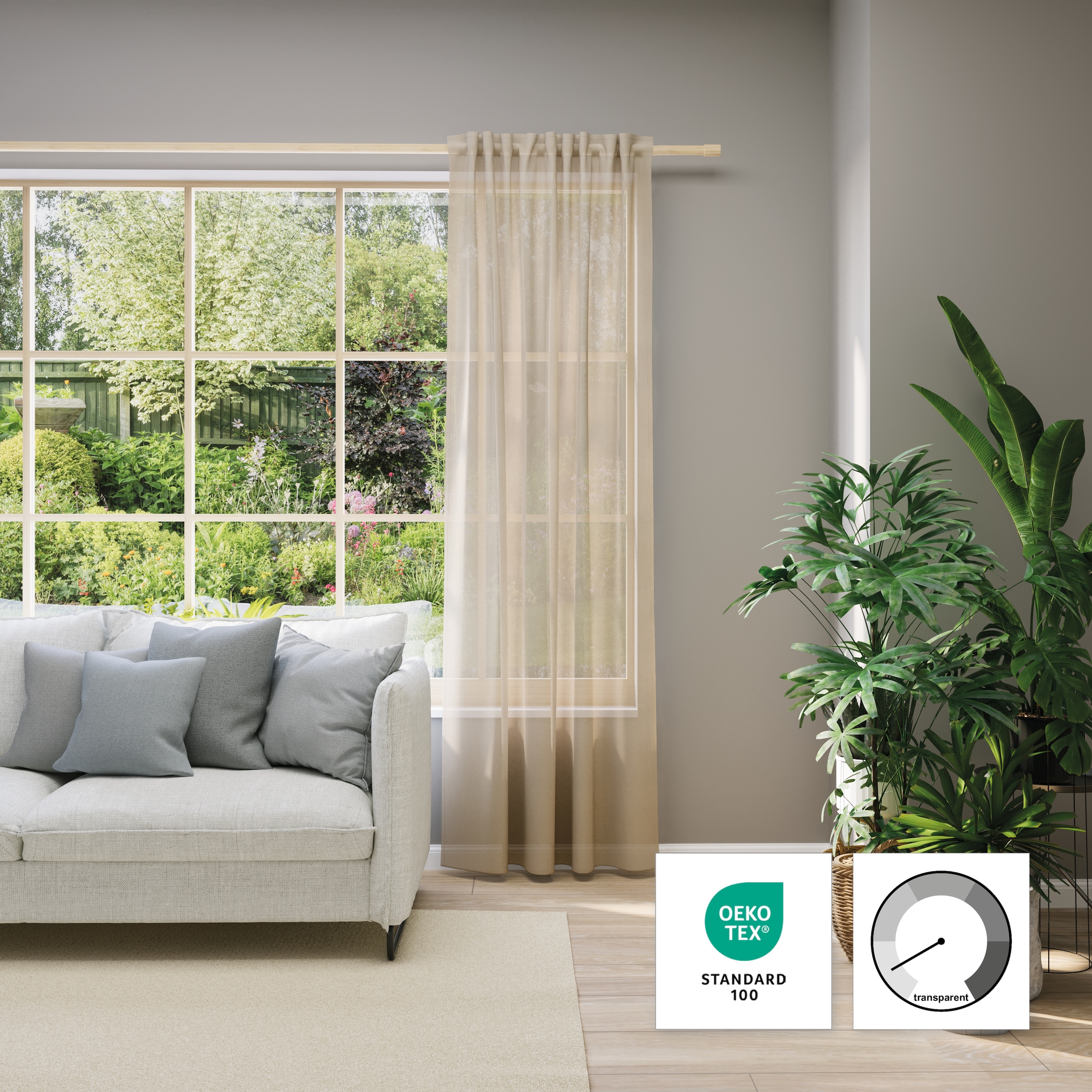 Neutex for you! Vorhang nach Maß »EVA« Multifunktionsband 1 Stk. tlg. Uni-Voile mit elegantem Glanz