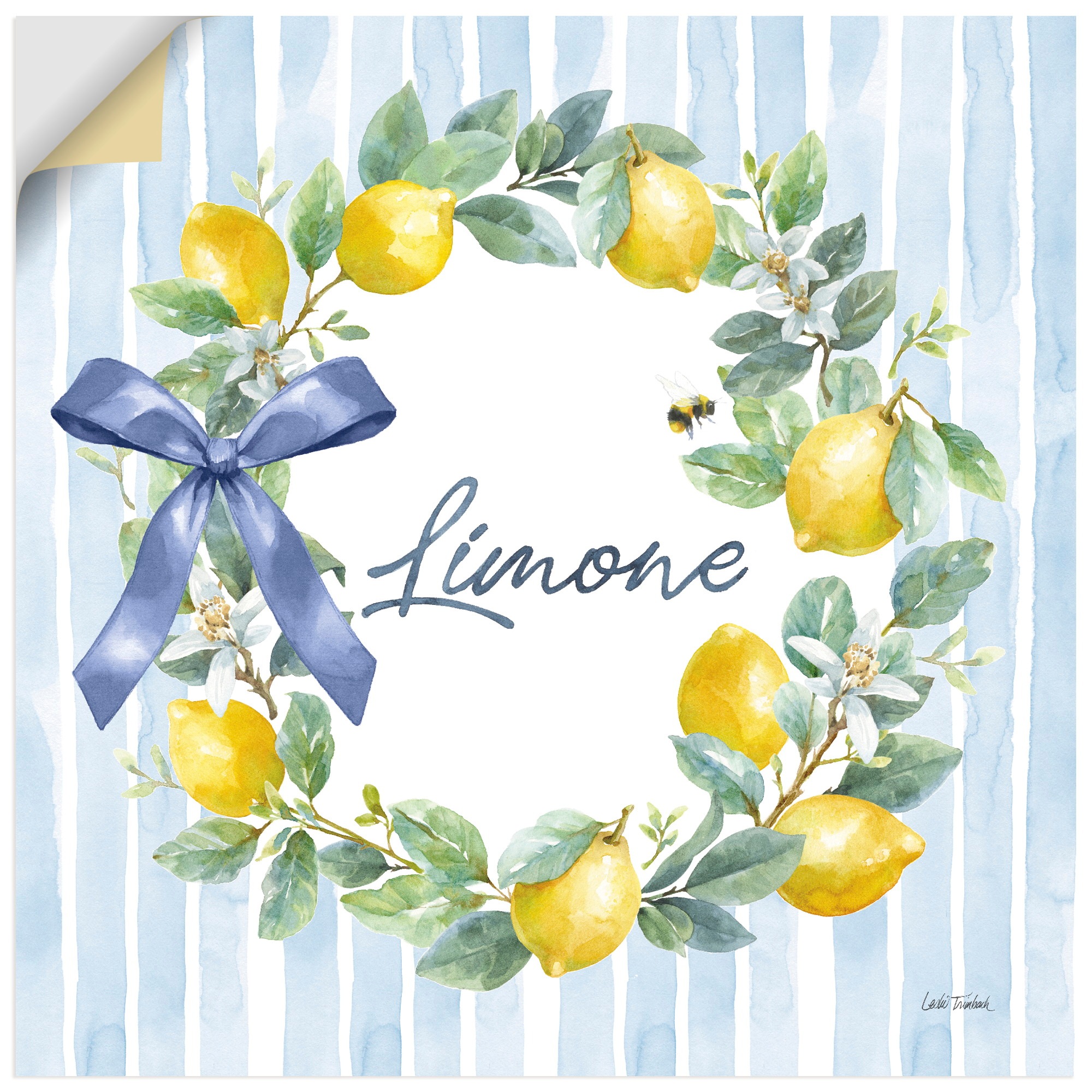 ARTLAND Le Citron IV Wall Sticker Yellow 100x100cm
