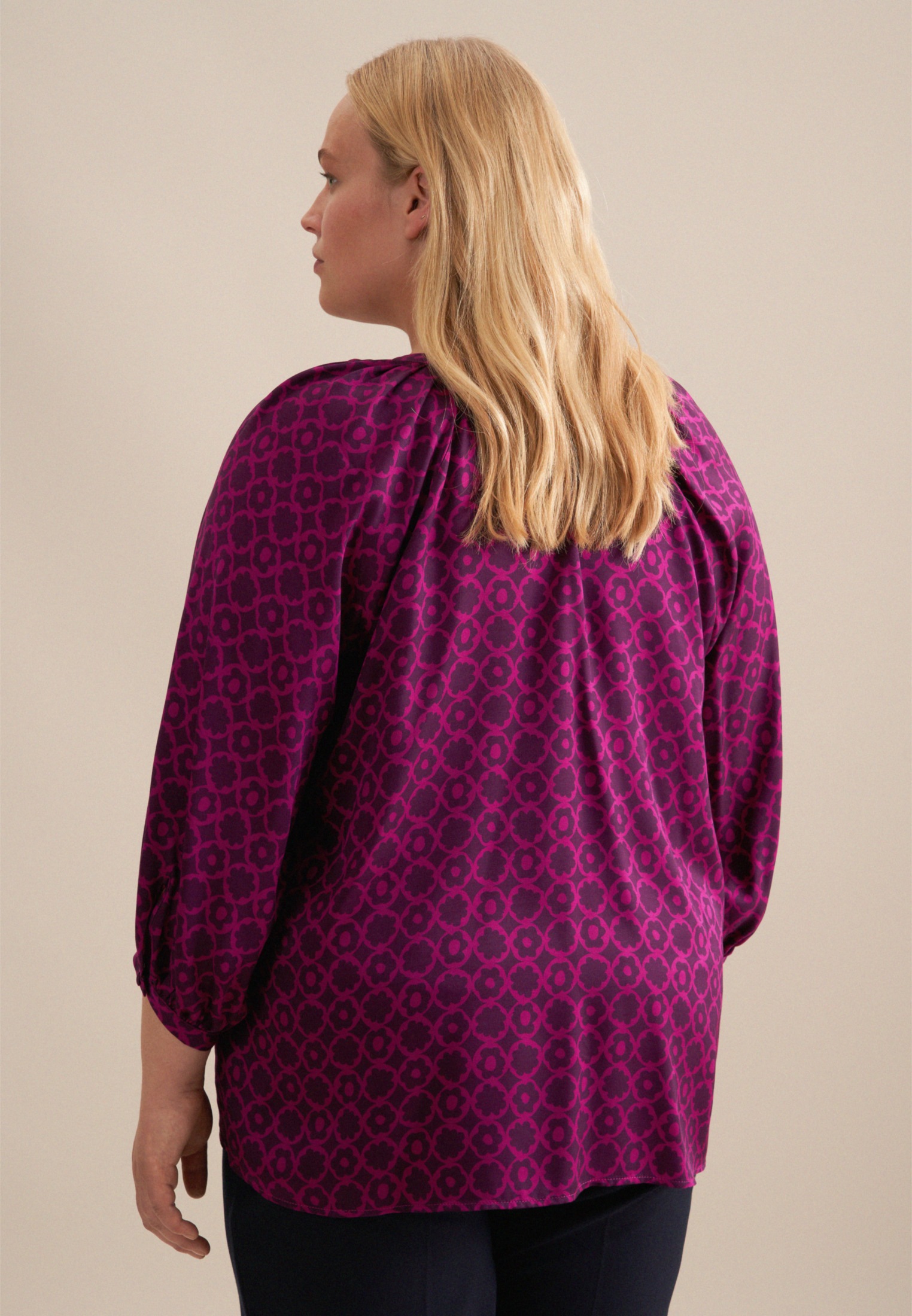 seidensticker Shirtbluse »Schwarze Rose«, 3/4-Arm Rundhals Druck