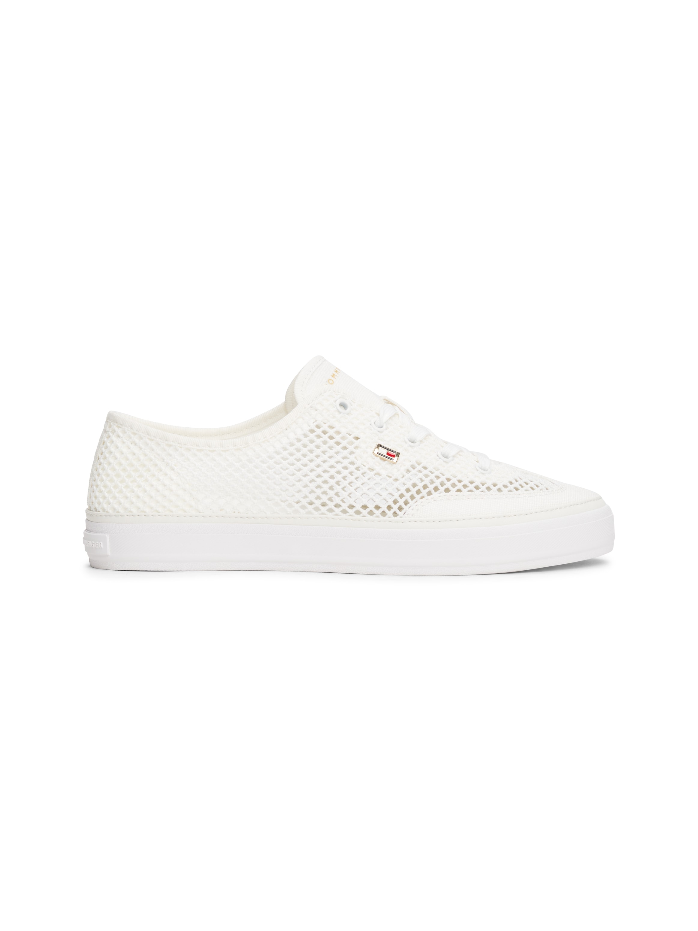 Tommy Hilfiger Plateausneaker »TH OPEN MESH VULC SNEAKER«, Freizeitschuh, Halbschuh, Schnürschuh mit Logoflagge