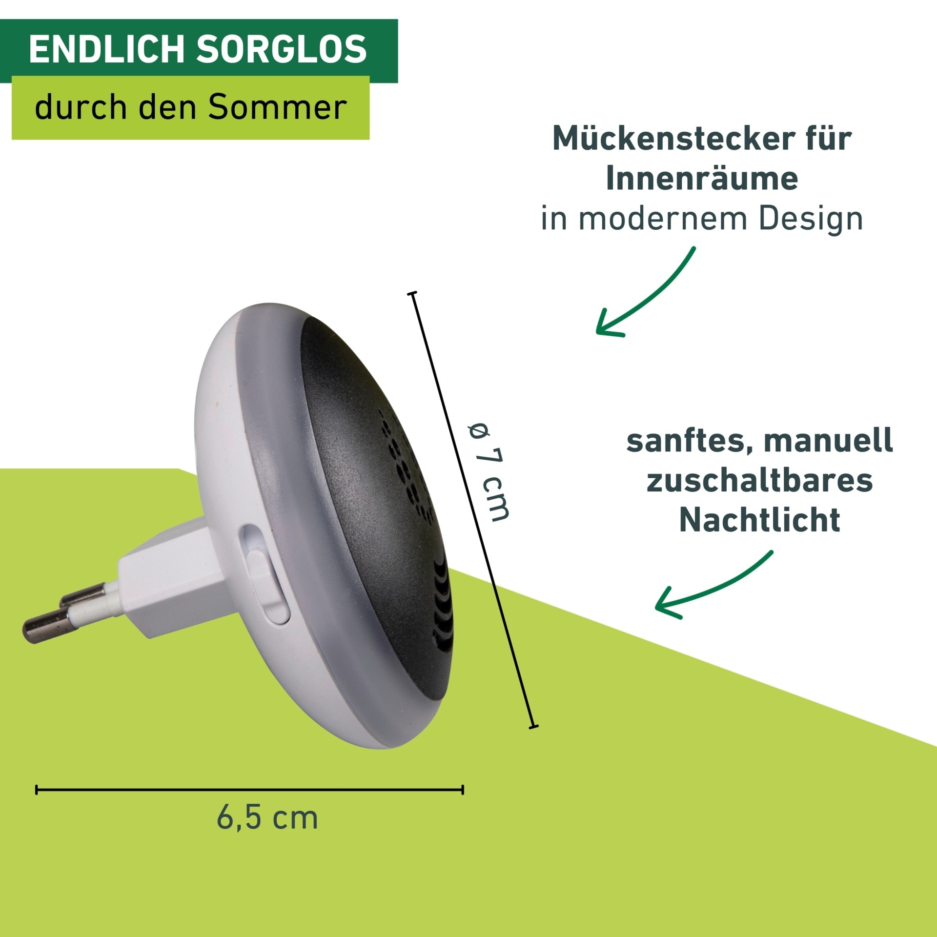 Windhager Insektenabwehrgerät »Classic, Mückenabwehr und Nachtlicht« Vertreibung der Insekten durch Ultraschall, Mückenstecker, schwarz