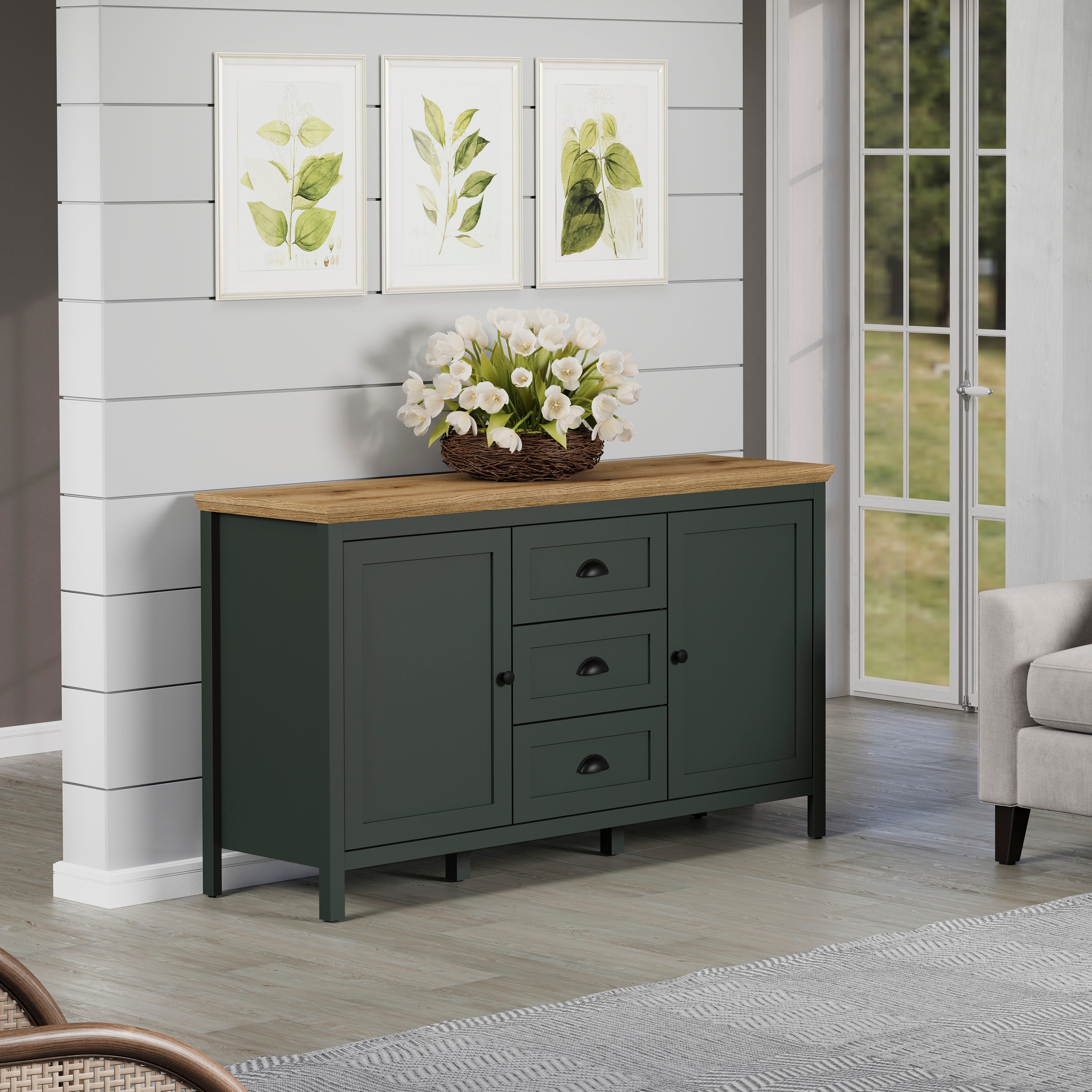 Home affaire Sideboard »Vienna« 1 Stk. tlg. Kommode im Landhausstil mit 3 Vollauszug-Schubladen und 4 Fächer