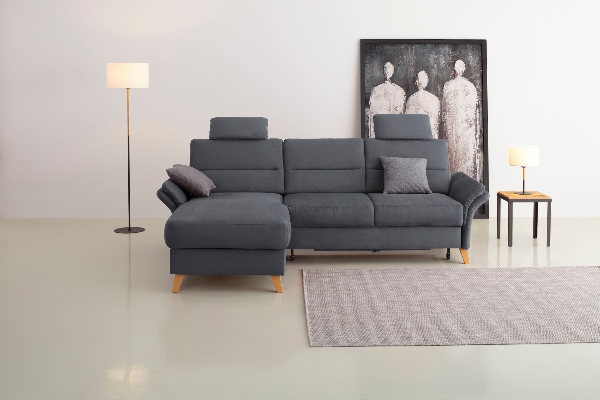 OTTO home Ecksofa "Westerland L-Form" Federkern-Polsterung, wahlweise mit Schlaffunktion, Bettkasten