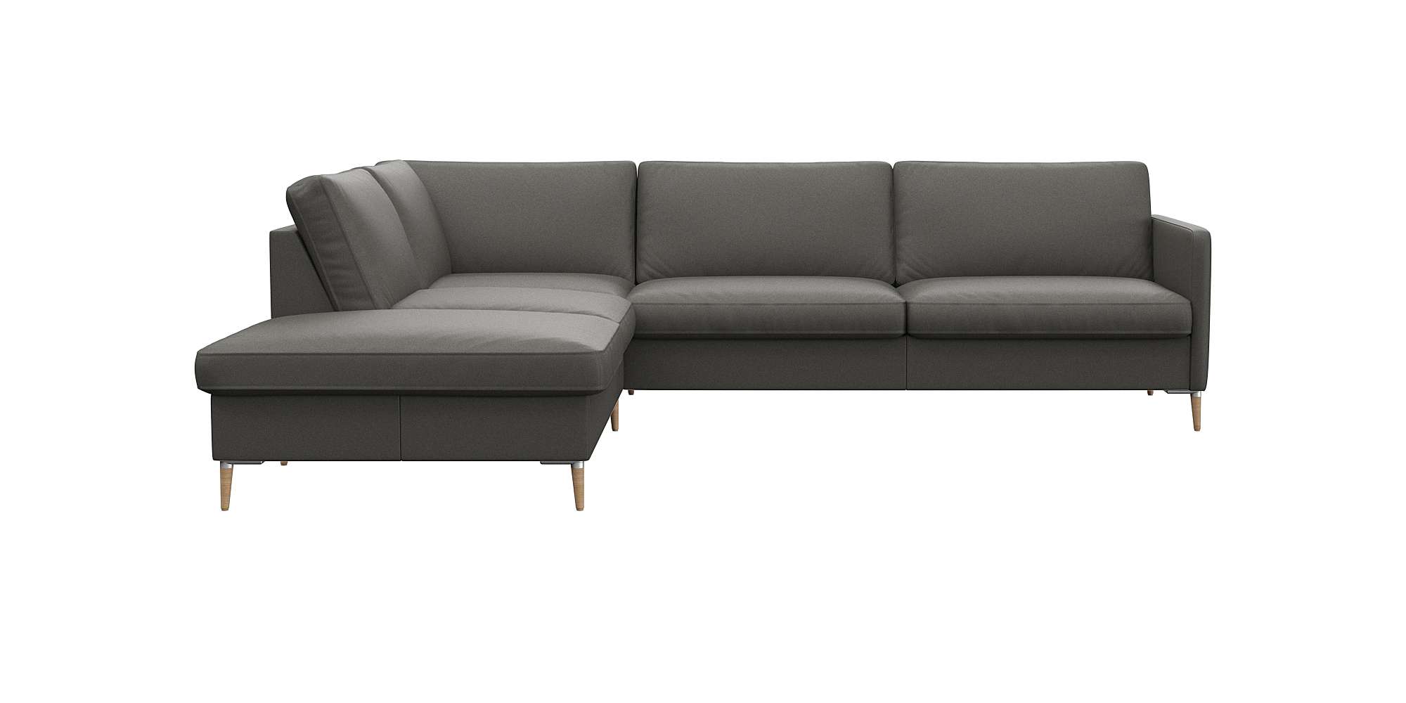FLEXLUX Ecksofa "Fiore, L-Form" schmale Armlehnen, Kaltschaum, Füße Alu+ Eiche