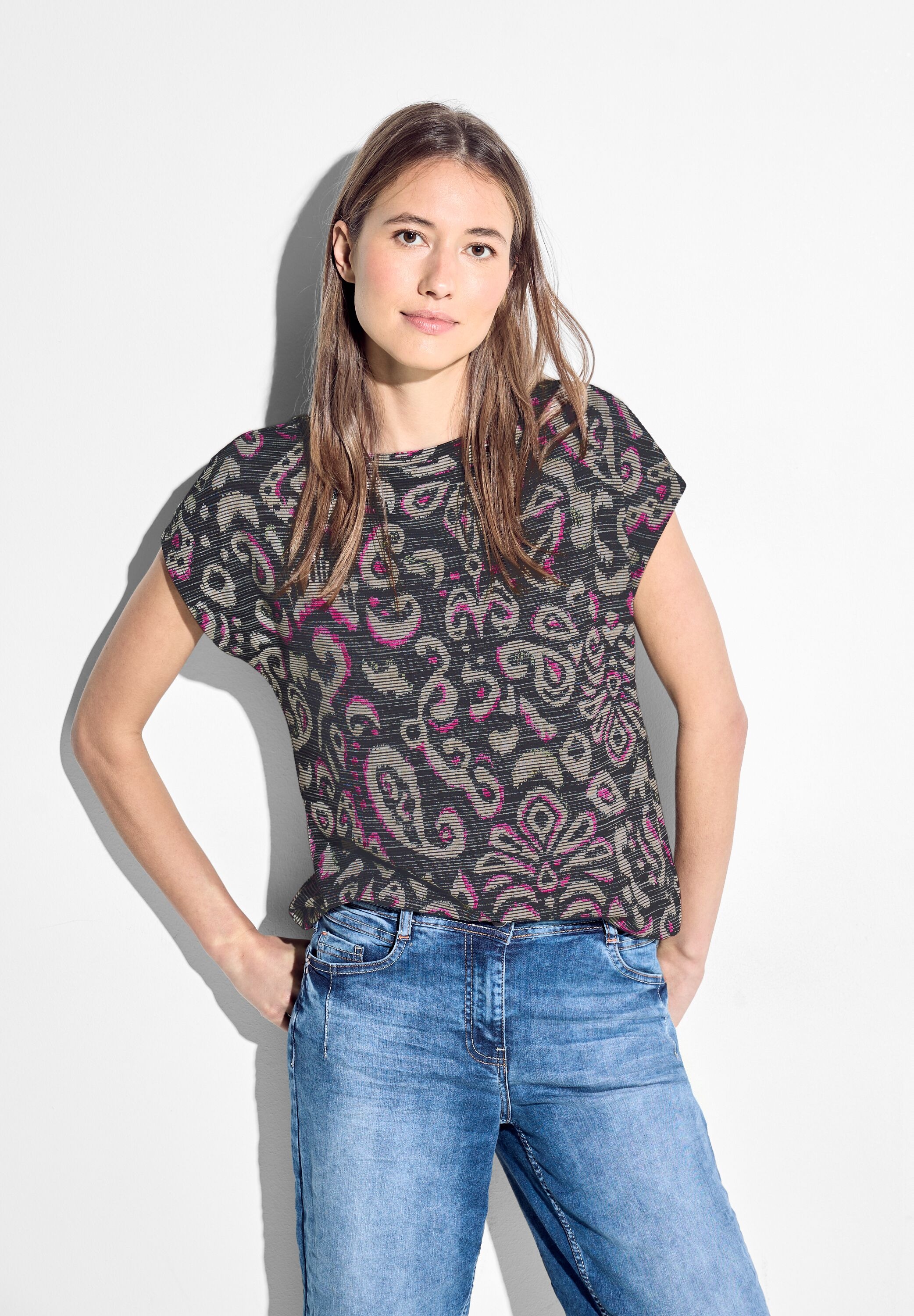 Cecil Print-Shirt, mit U-Boot-Ausschnitt