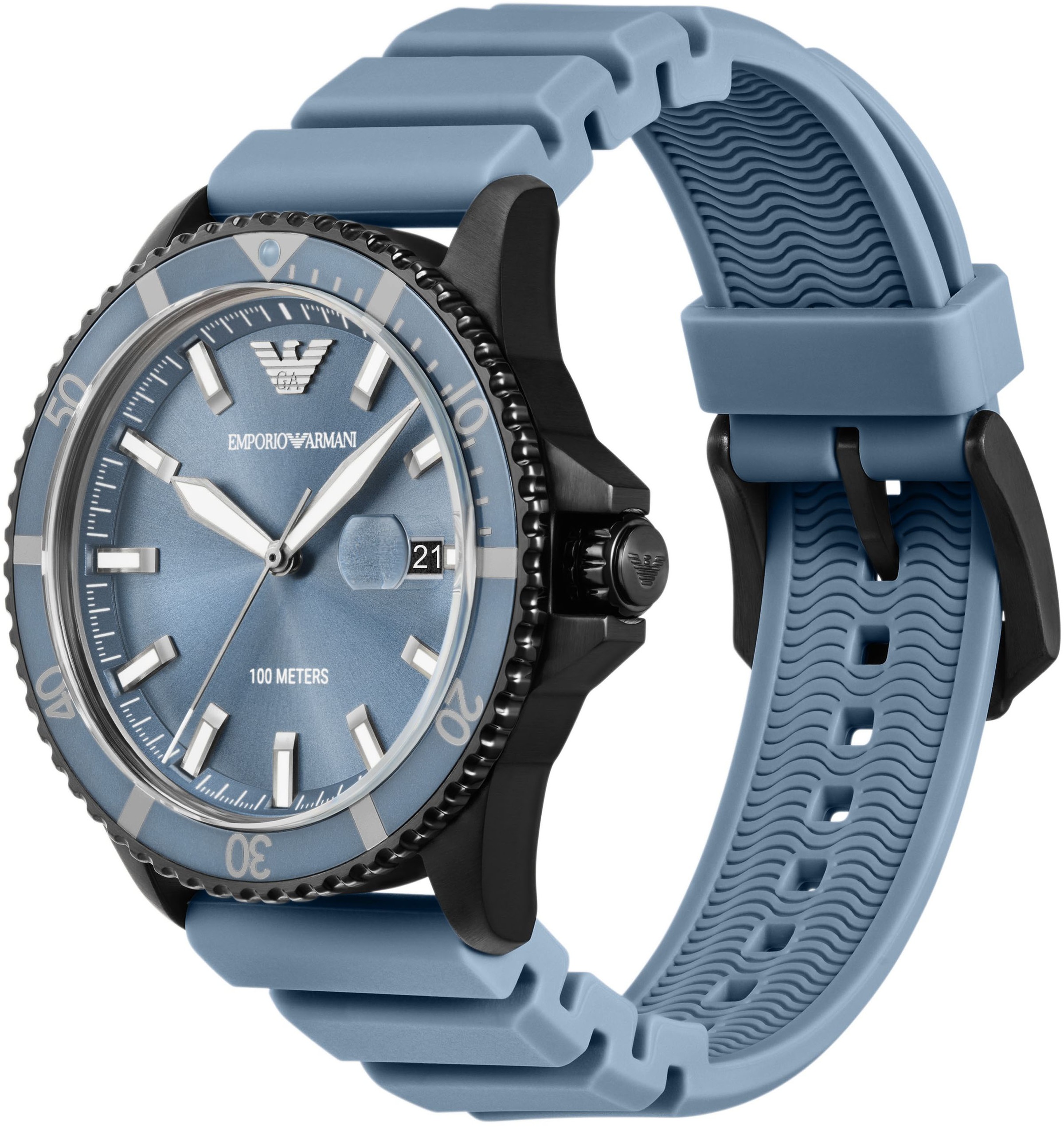 Emporio Armani Quarzuhr, Armbanduhr, Damenuhr, Herrenuhr, Silikonarmband, analog, Tag