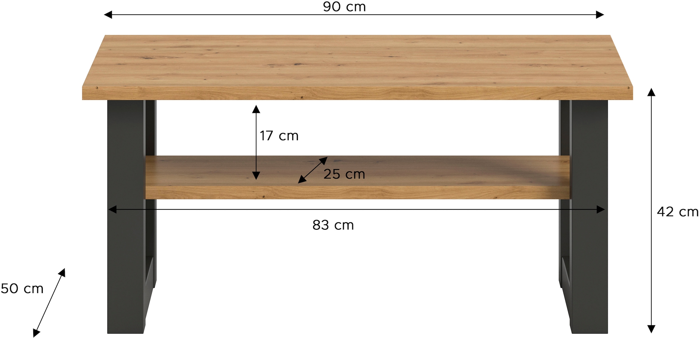 INOSIGN Couchtisch »Rail, Breite 90 cm, mit Ablageboden, inklusive Kufengestell«, Wohnzimmertisch, Beistelltisch