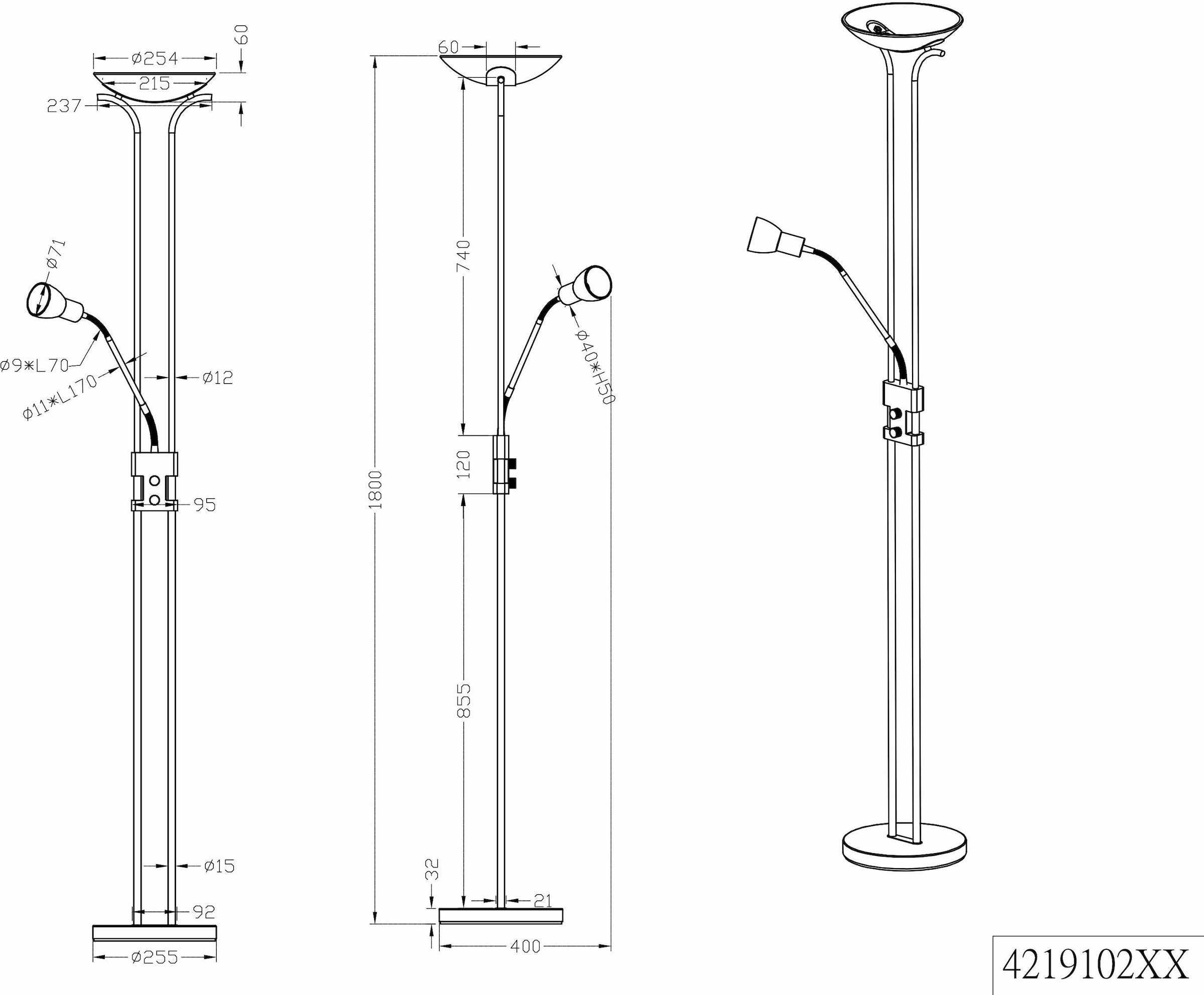 TRIO Leuchten LED Deckenfluter »Santo 2 flammig-flammig, BAUR Dimmer,Flexibel integrierter | II«