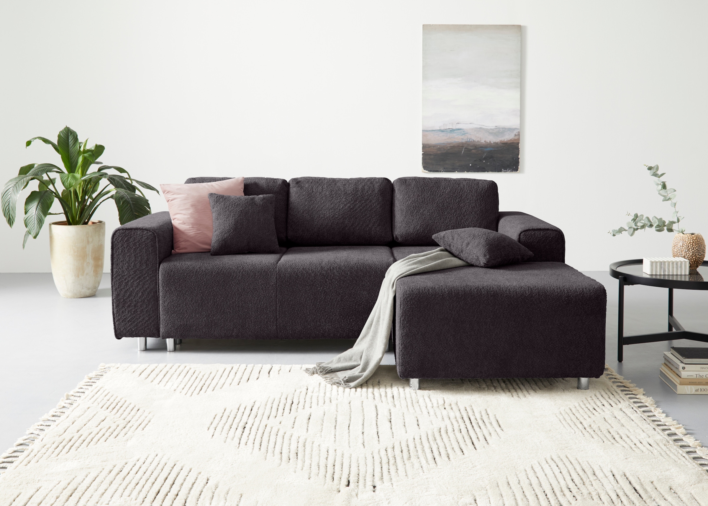 Guido Maria Kretschmer Home&Living Ecksofa »Györ«, L-Form, wahlweise mit Bettfunktion und Bettkasten incl. 2 Zierkissen