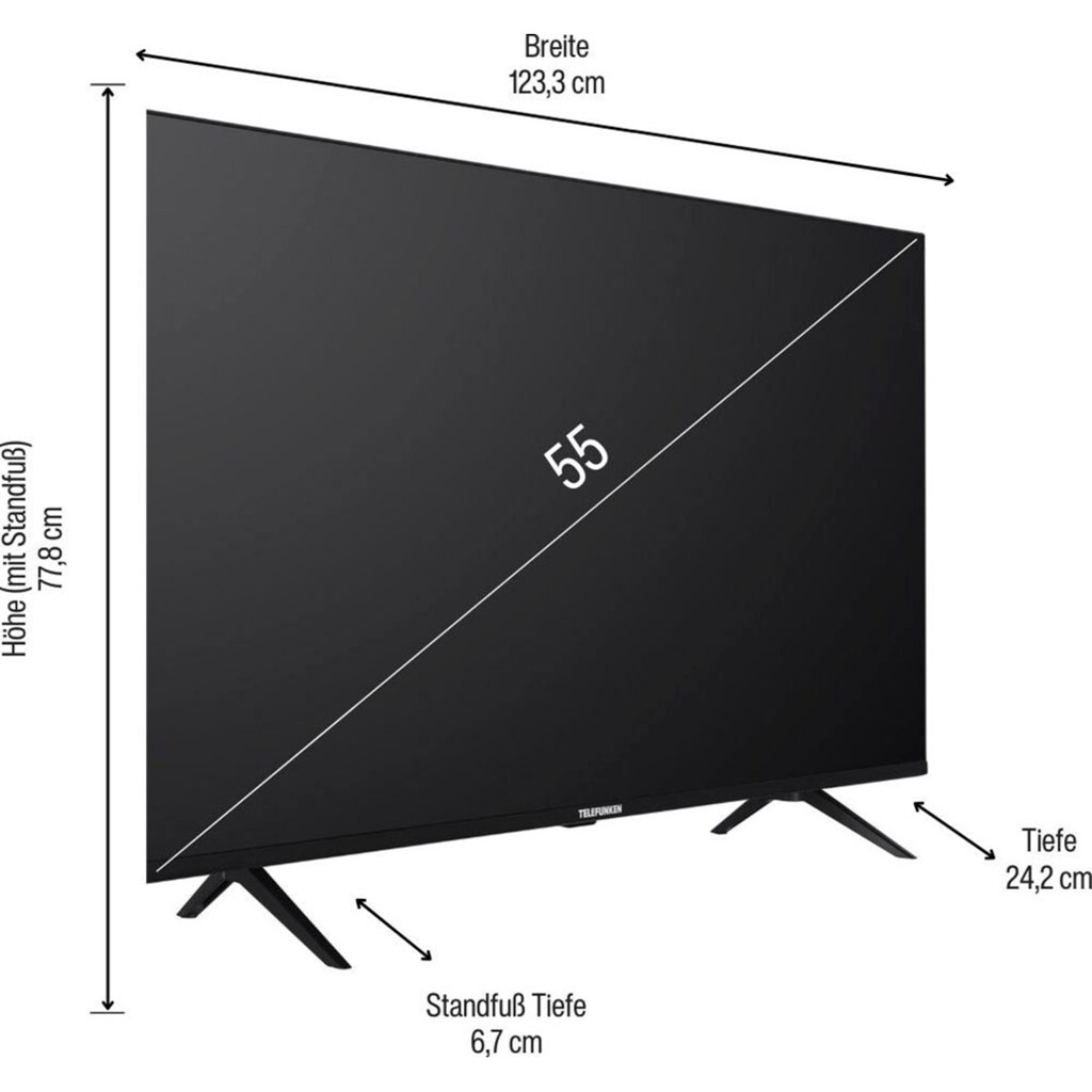 Telefunken QLED-Fernseher »D55Q660M2CW«, 139 cm/55 Zoll, 4K Ultra HD, Smart-TV