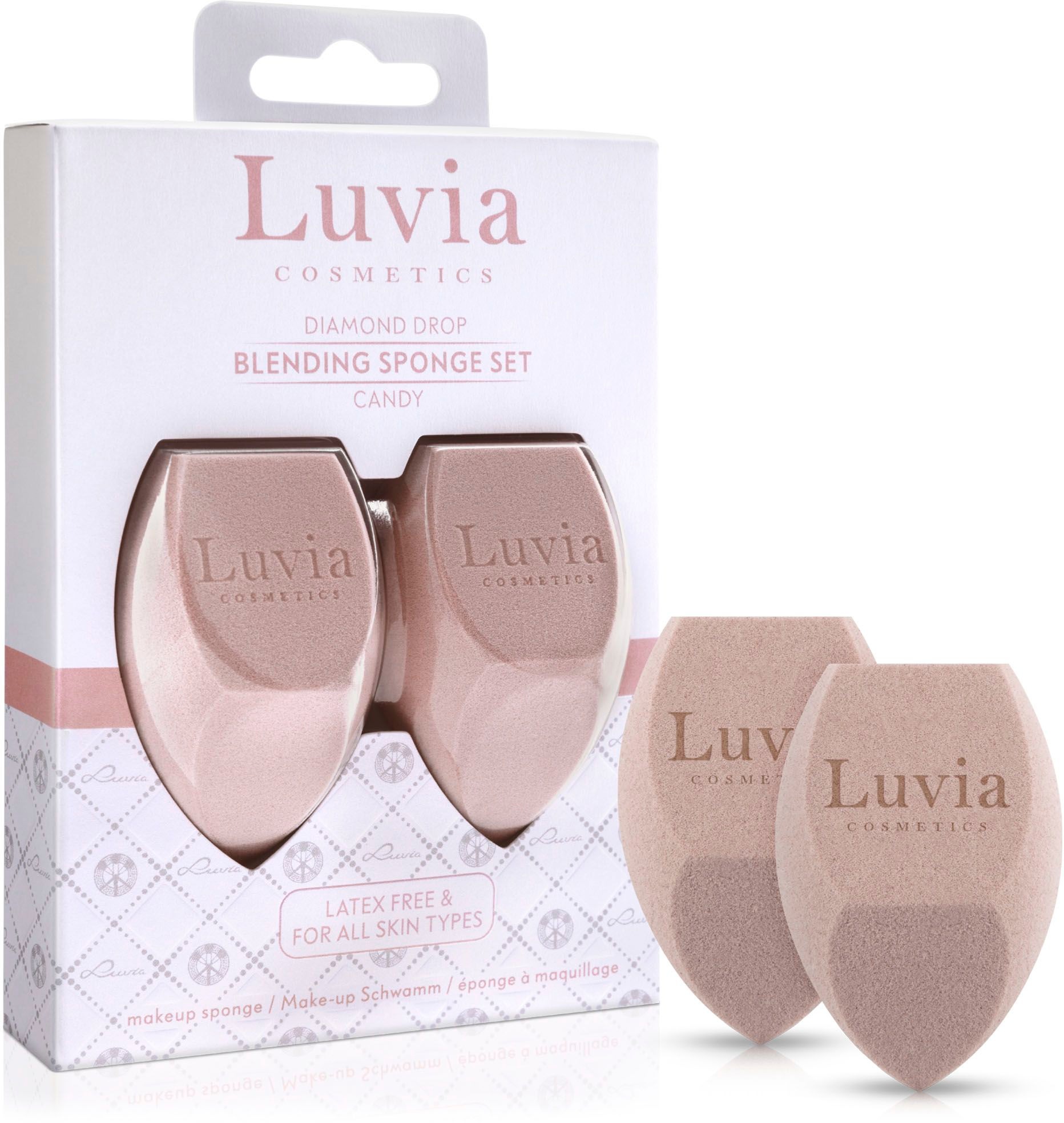 LUVIA COSMETICS Make-up Schwamm "Diamond Sponge Candy", rosa, wasseraufnehmendes Polyurethan, Kosmetikschwämme, feinporige Oberfläche für natürliches