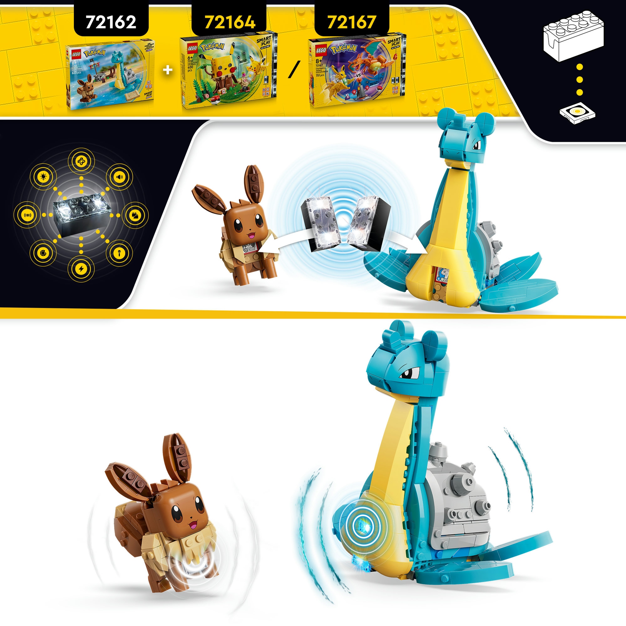 LEGO® Konstruktionsspielsteine »SMART Play™  Evoli und Lapras auf Schatzsuche (72162), LEGO Pokémon« Mit SMART Brick kombatibel (nicht enthalten)