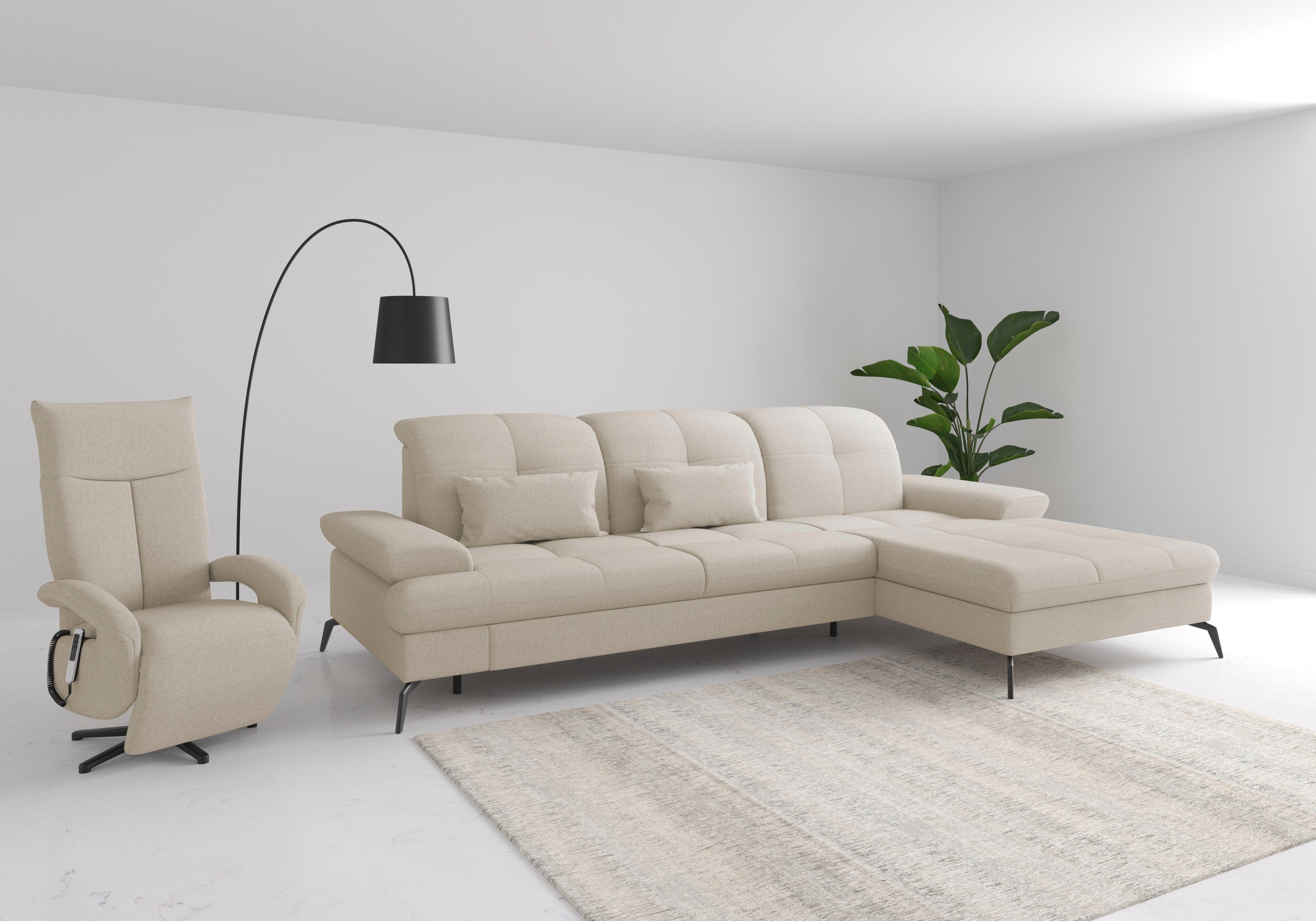 sit&more Ecksofa »Amica, L-Form, inkl. Sitztiefenverstellung & Armteilverstellung« wahlweise mit Bettfunktion, Bettkasten und Kopfteilverstellung