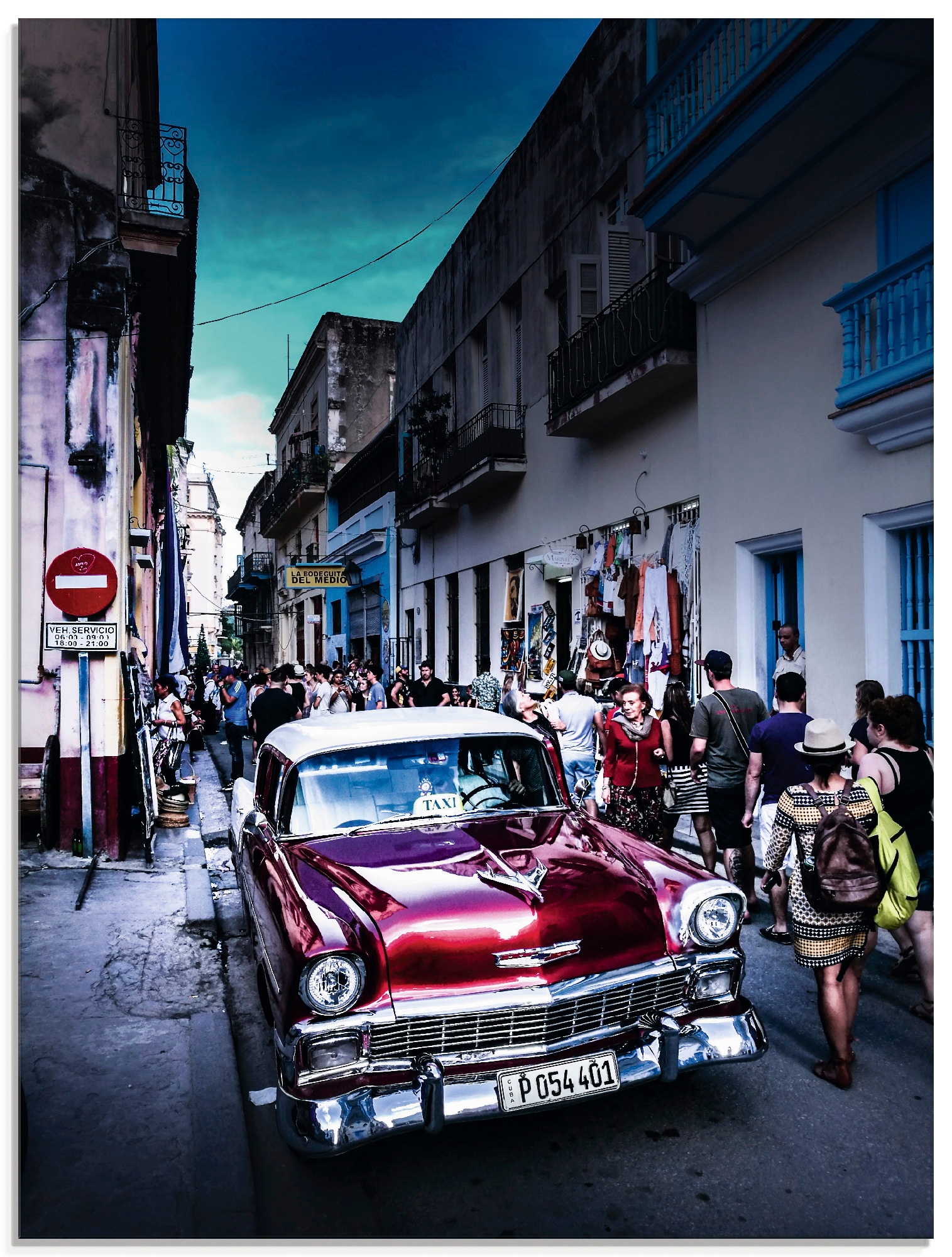 Artland Glasbild "Leben in Havanna", Auto, (1 St.), in verschiedenen Größen