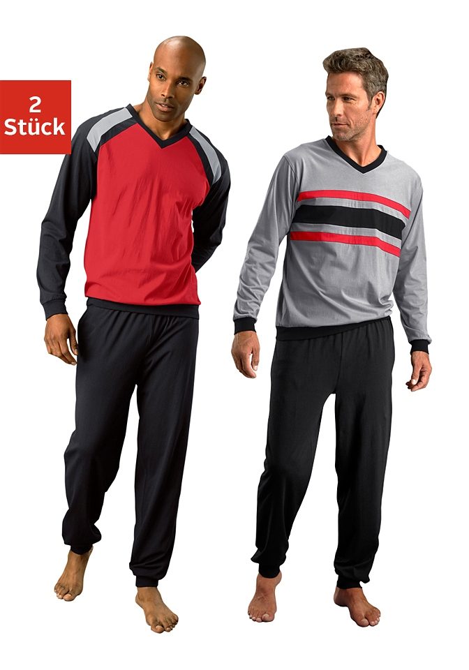 le jogger Pyjama Packung, 4 tlg. Schlafanzug in langer Form