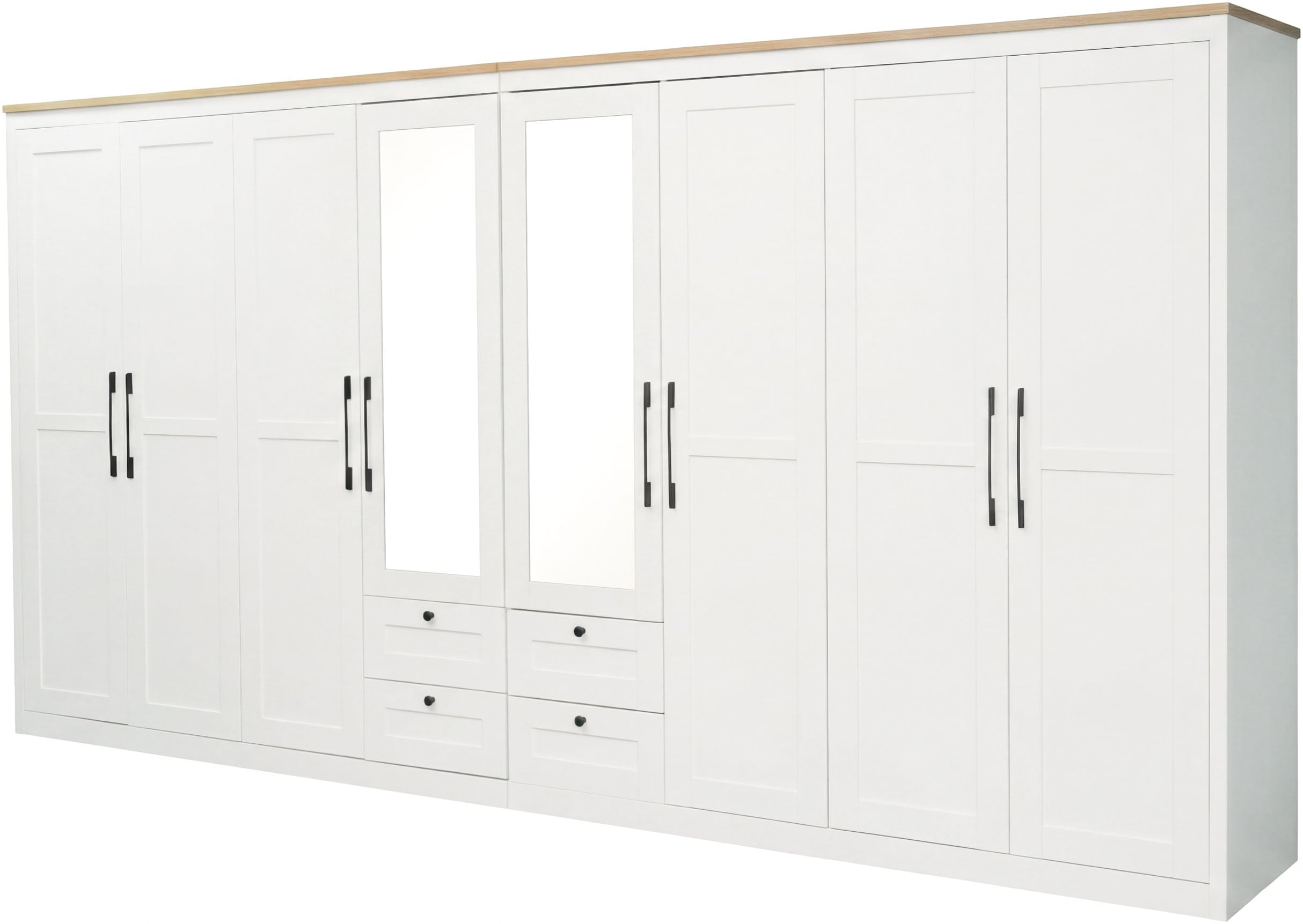 OTTO home Kleiderschrank "Büsum Schlafzimmer Schrank mit 8 Türen und Spiegel" Schlafzimmerschrank Landhaus Design Garderobe Schrank Bestseller