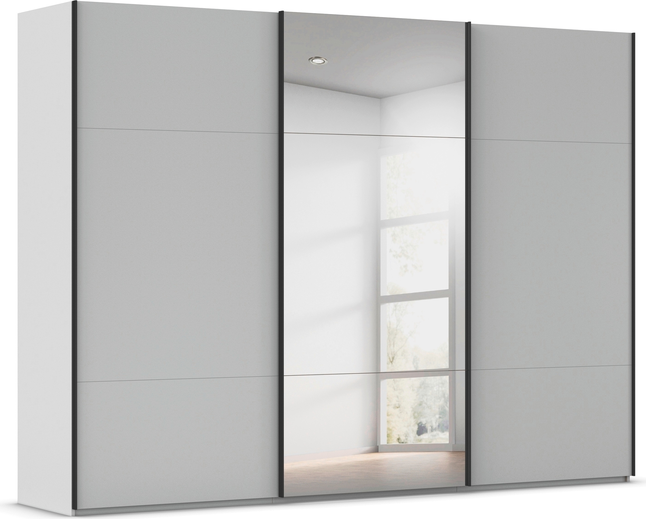 rauch Schwebetürenschrank "Kleiderschrank Schrank Garderobe Schlafzimmerschrank CONTIDO" 3 verschiedene Ausstattungen BASIC/CLASSIC/PREMIUM (inkl. SOFT-CLOSE), aus hochwertigem Material in 6 Breiten 2 Griff-Farben MADE IN GERMANY